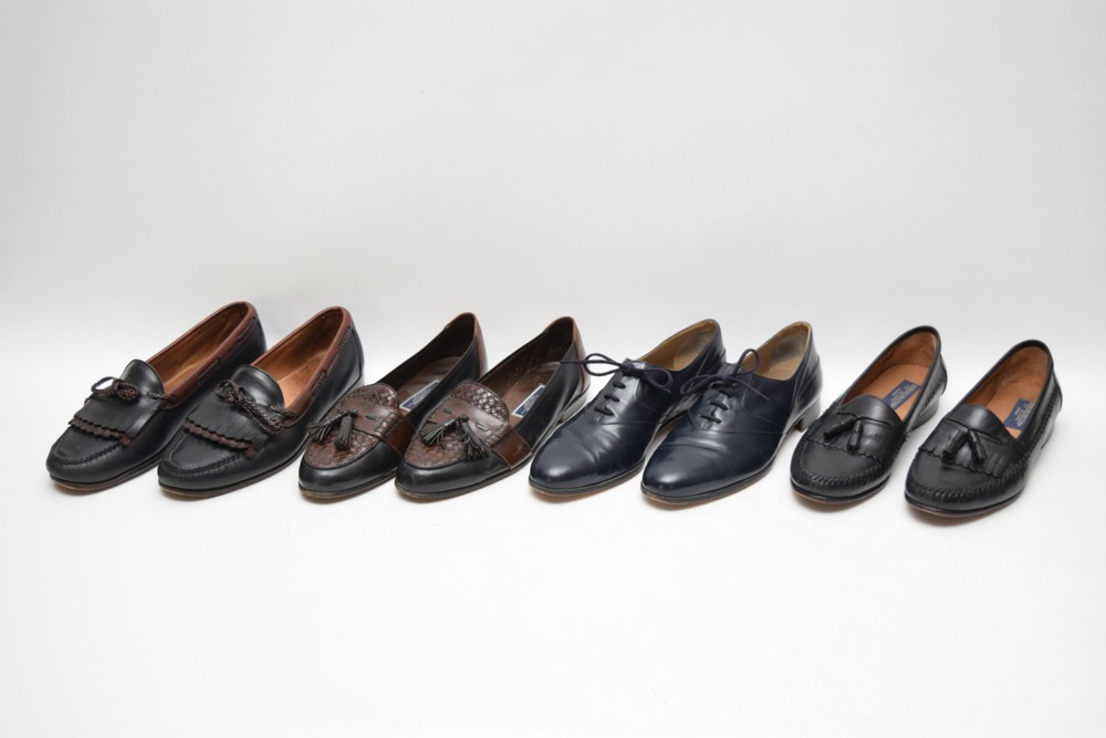 Four Pairs of Mens Leather Shoes, Including Cole Haan