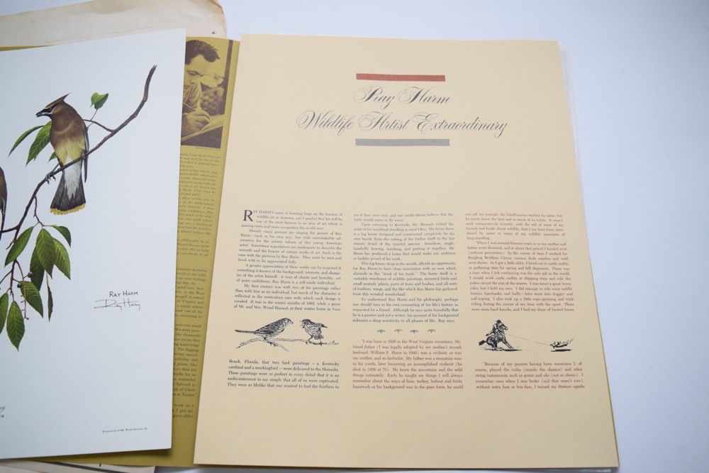 Signed Ray Harm Cedar Waxwing Offset Lithograph