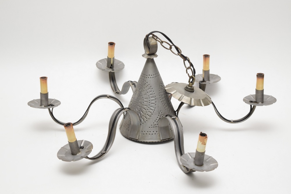 Vintage Punched Tin Chandelier