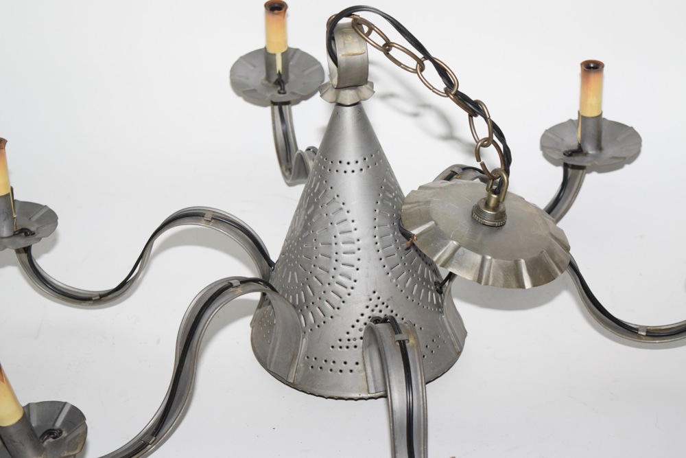 Vintage Punched Tin Chandelier