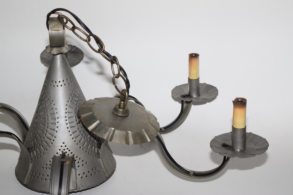 Vintage Punched Tin Chandelier