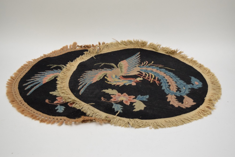 Antique Peacock Themed Handwoven Accent Rugs