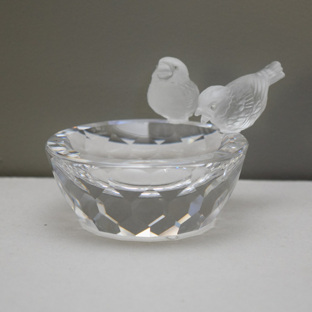 Retired Swarovski Crystal Songbirds at Bird Bath Figurine