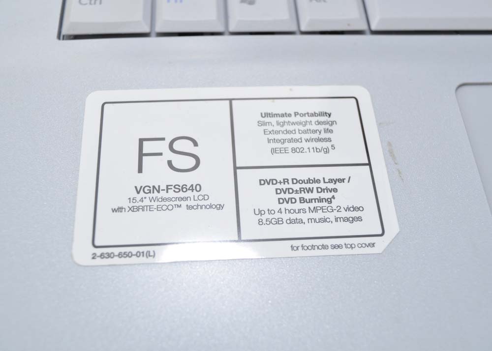 Sony Vaio FS Series Laptop