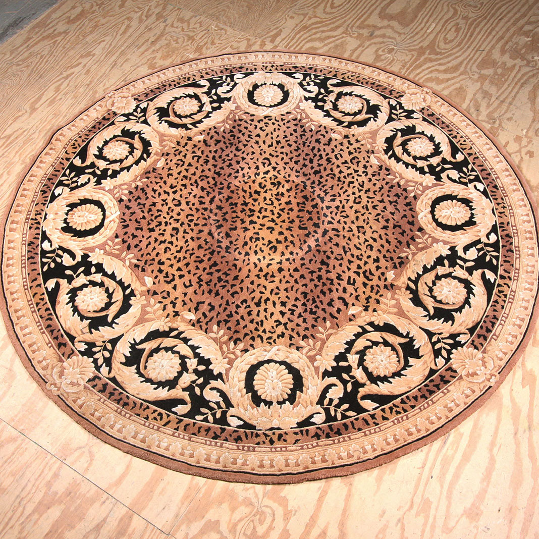 Circular Hand Tufted Leopard Print Area Rug