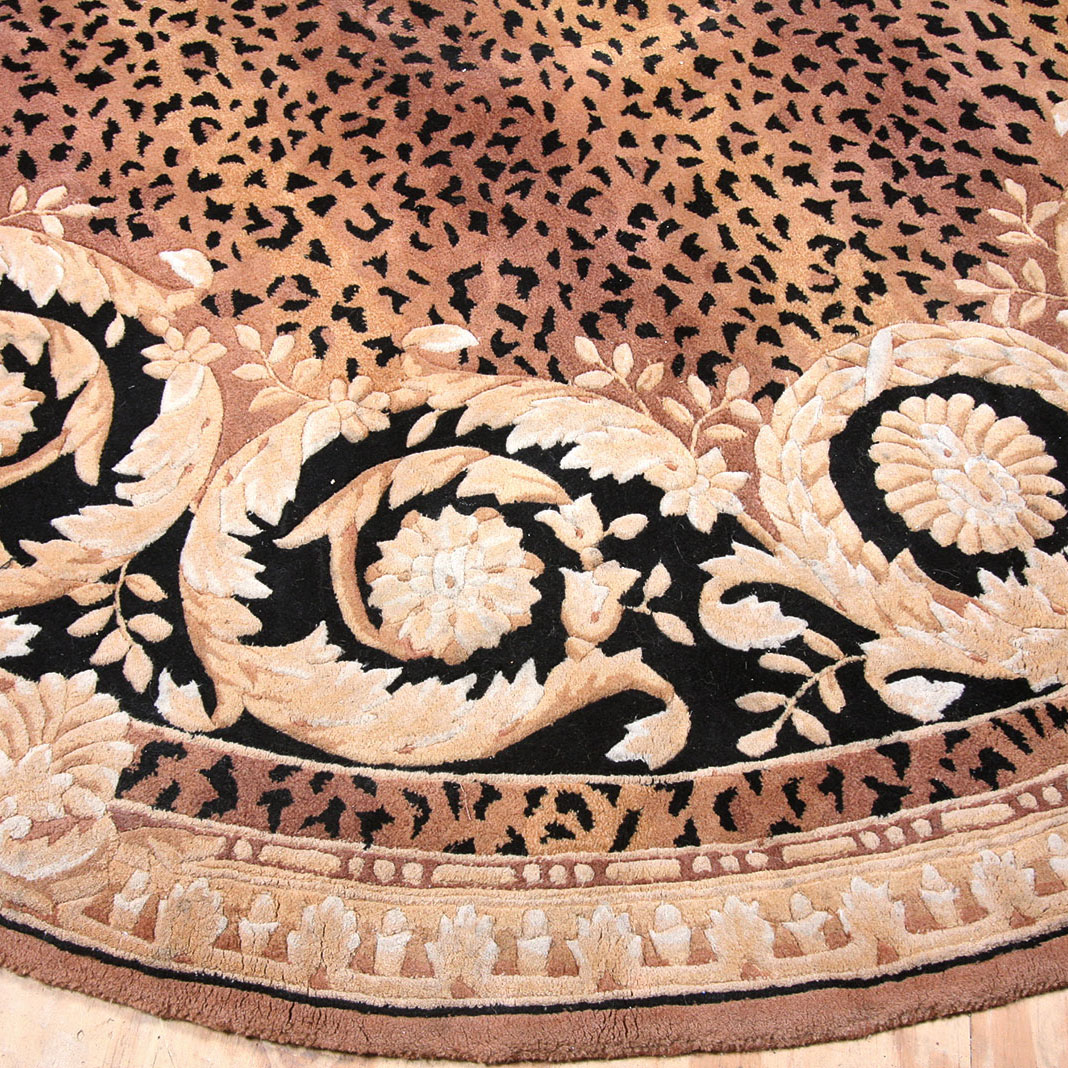 Circular Hand Tufted Leopard Print Area Rug