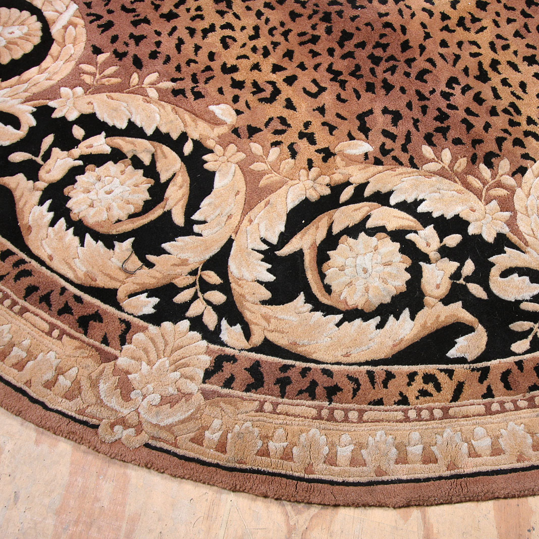 Circular Hand Tufted Leopard Print Area Rug