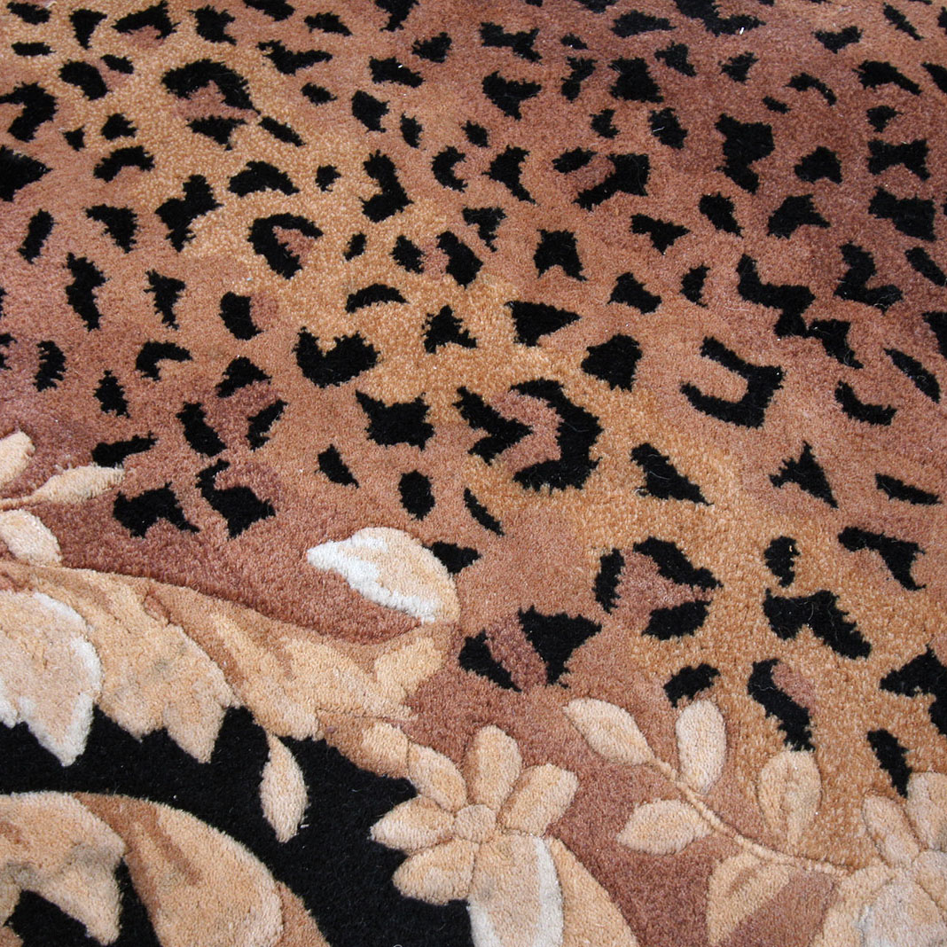 Circular Hand Tufted Leopard Print Area Rug