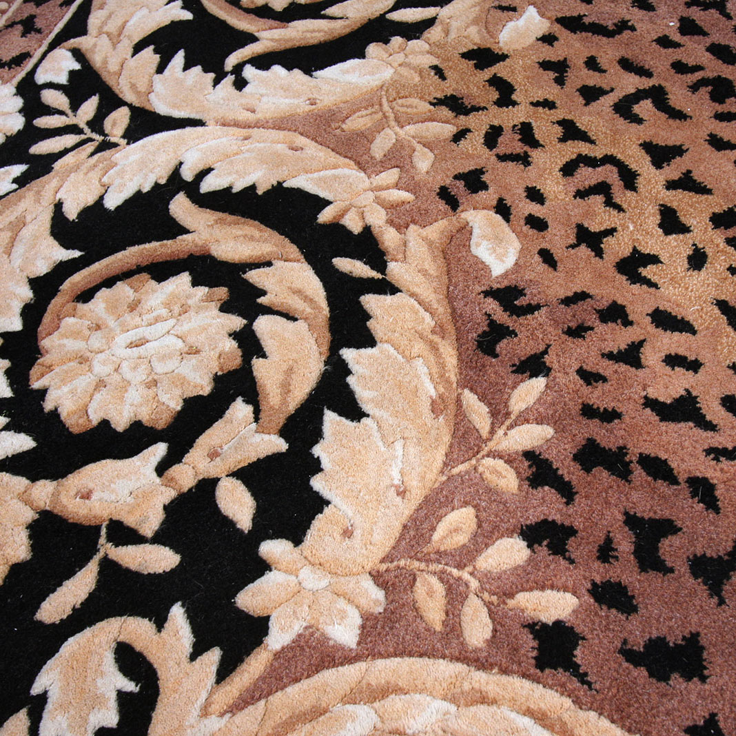 Circular Hand Tufted Leopard Print Area Rug