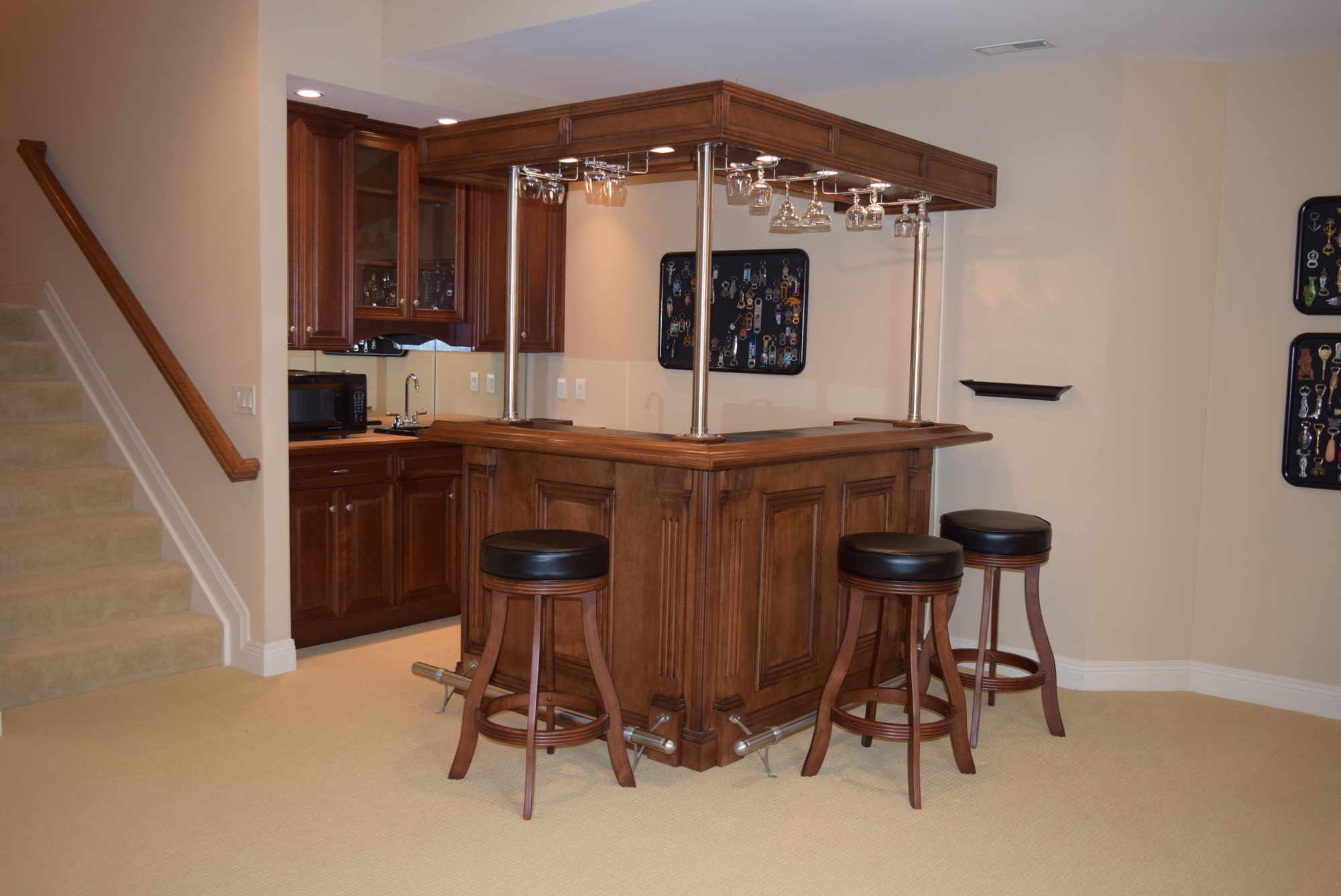 Indoor L-Shaped Bar Unit with Lighted Canopy