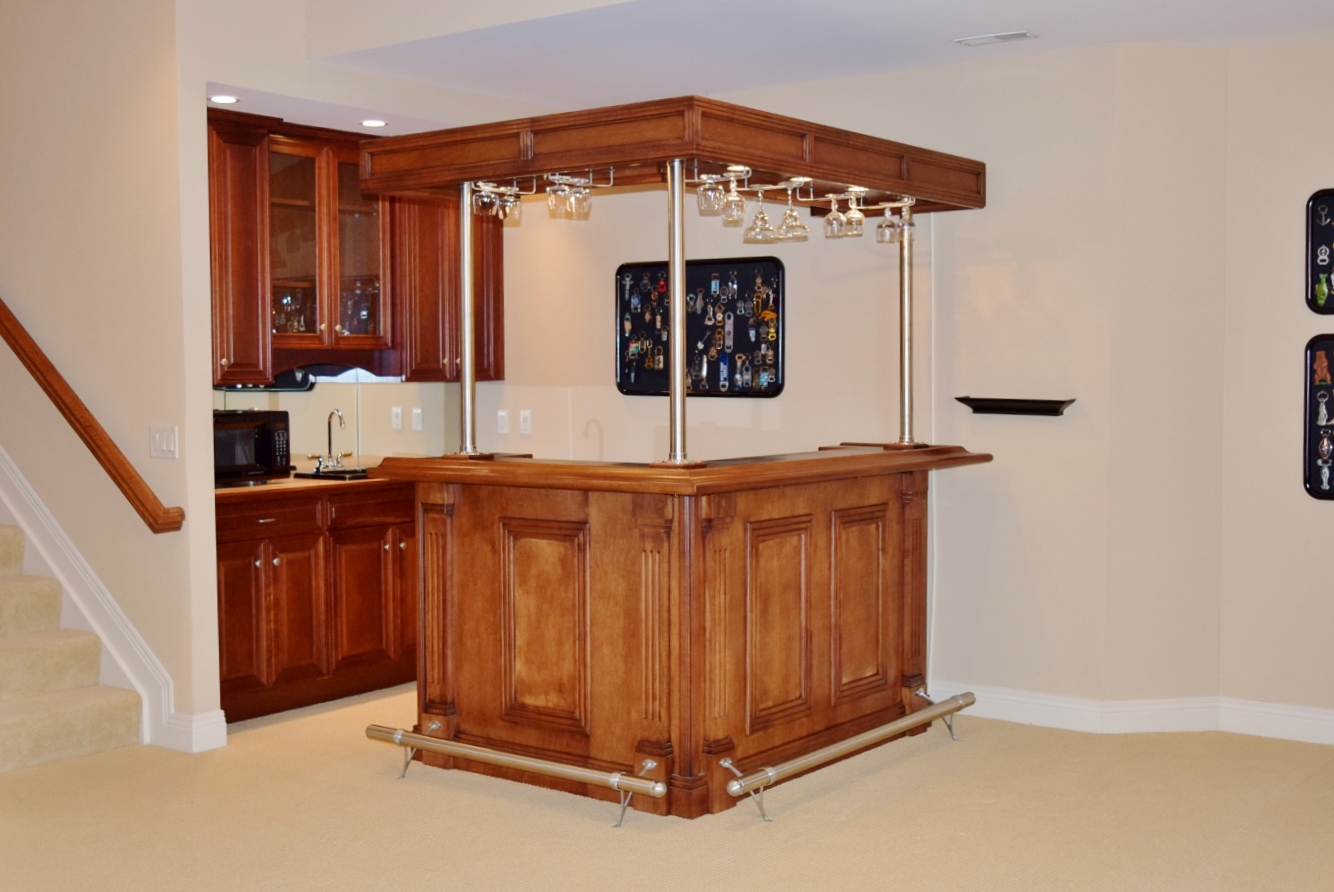 Indoor L-Shaped Bar Unit with Lighted Canopy