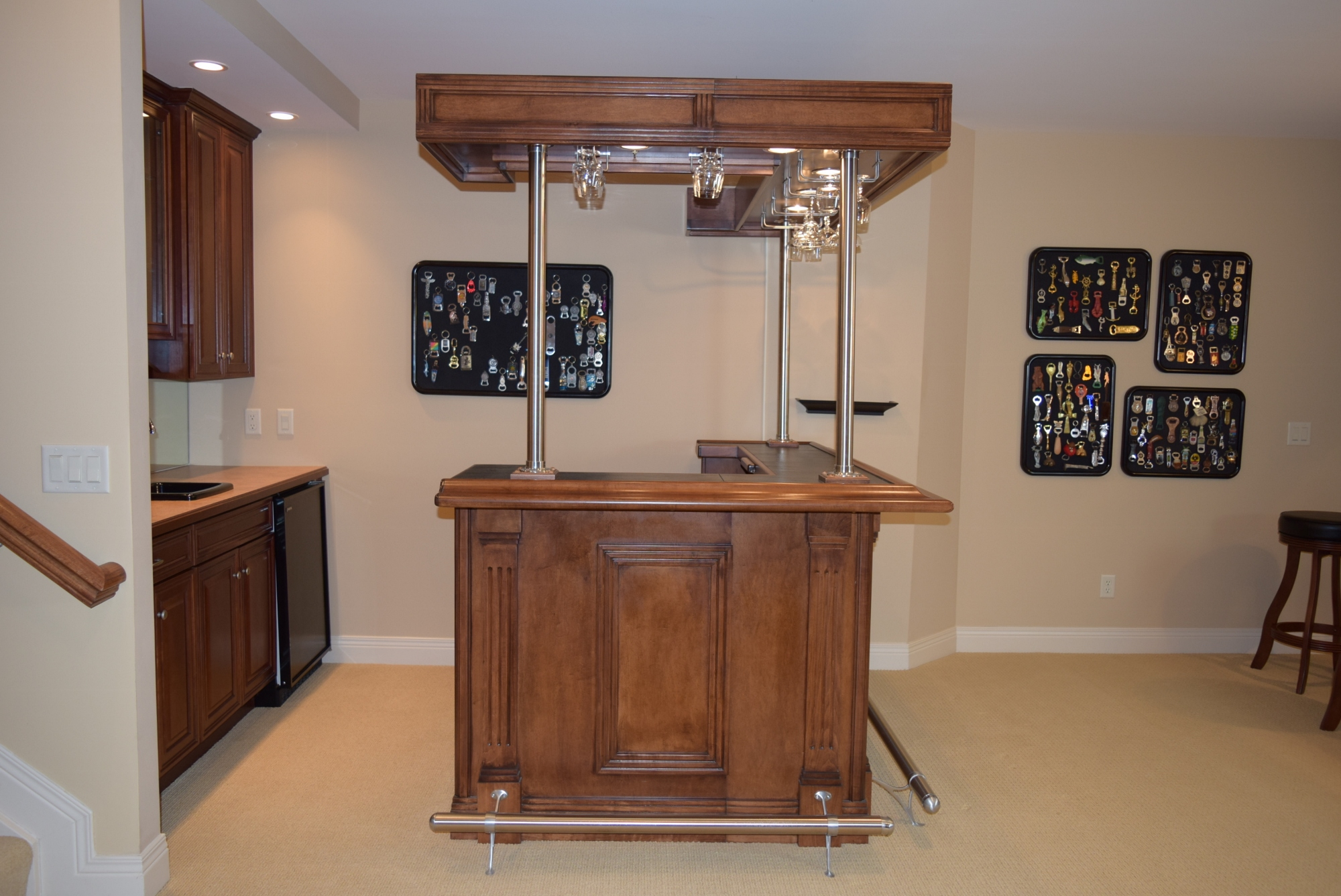 Indoor L-Shaped Bar Unit with Lighted Canopy