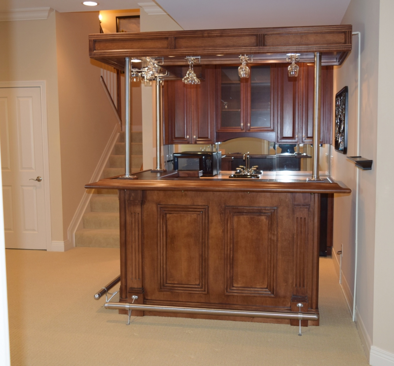 Indoor L-Shaped Bar Unit with Lighted Canopy
