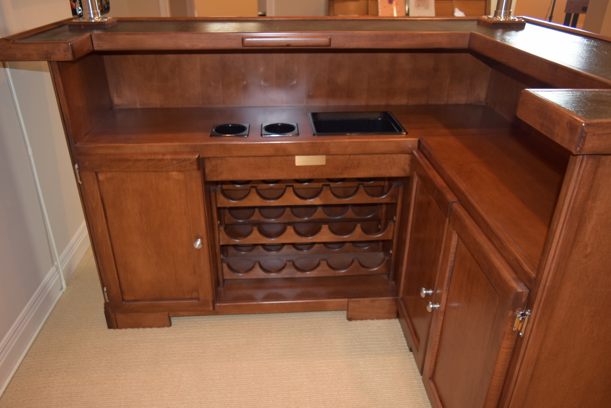 Indoor L-Shaped Bar Unit with Lighted Canopy