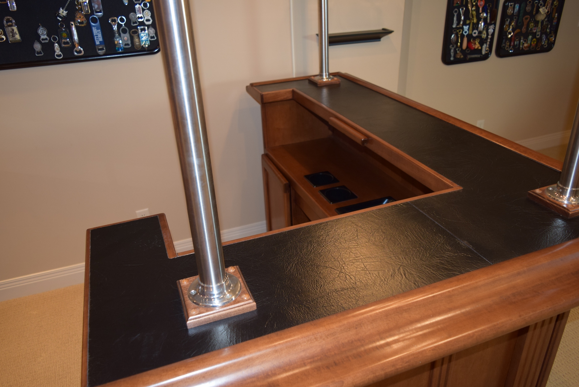 Indoor L-Shaped Bar Unit with Lighted Canopy