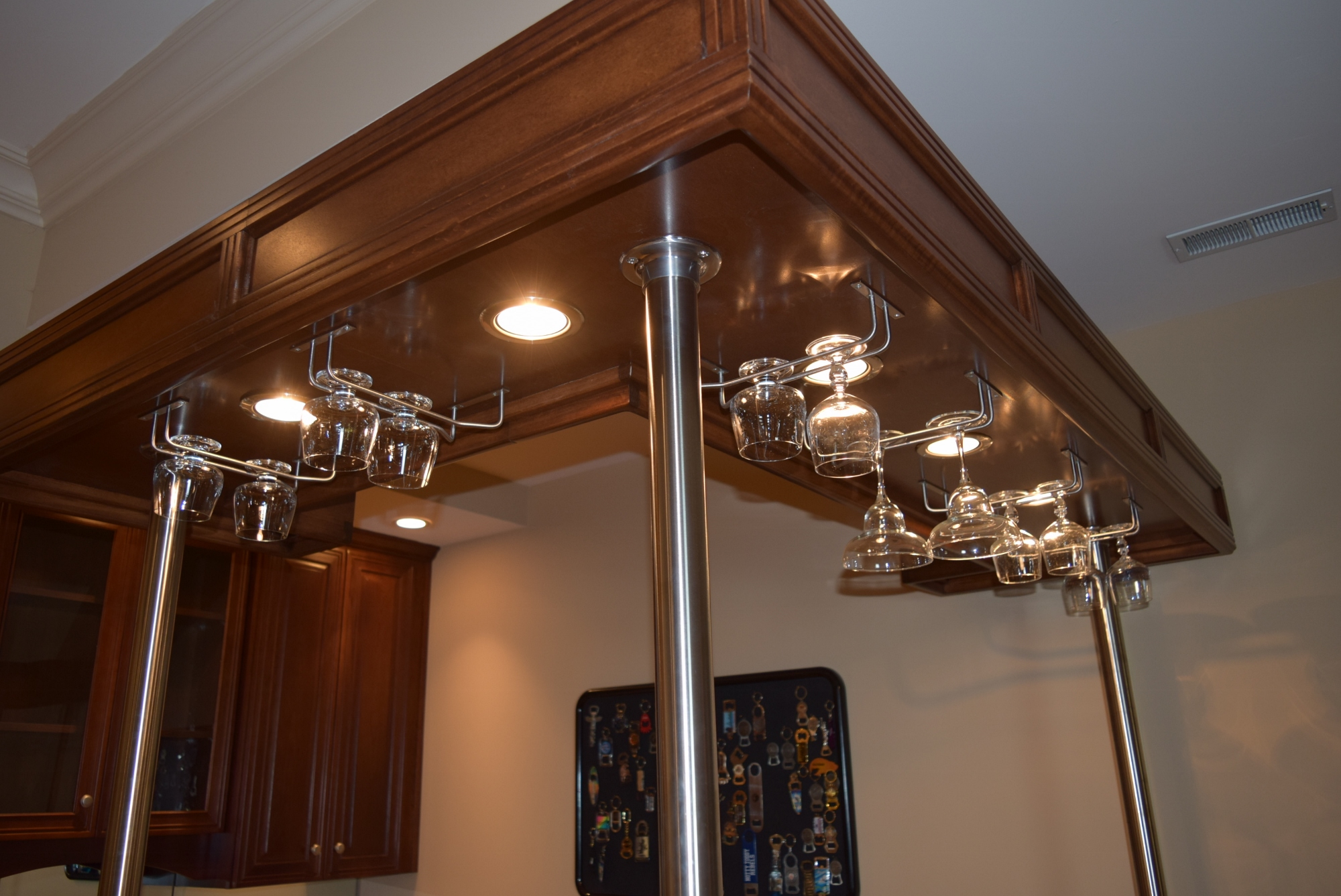 Indoor L-Shaped Bar Unit with Lighted Canopy