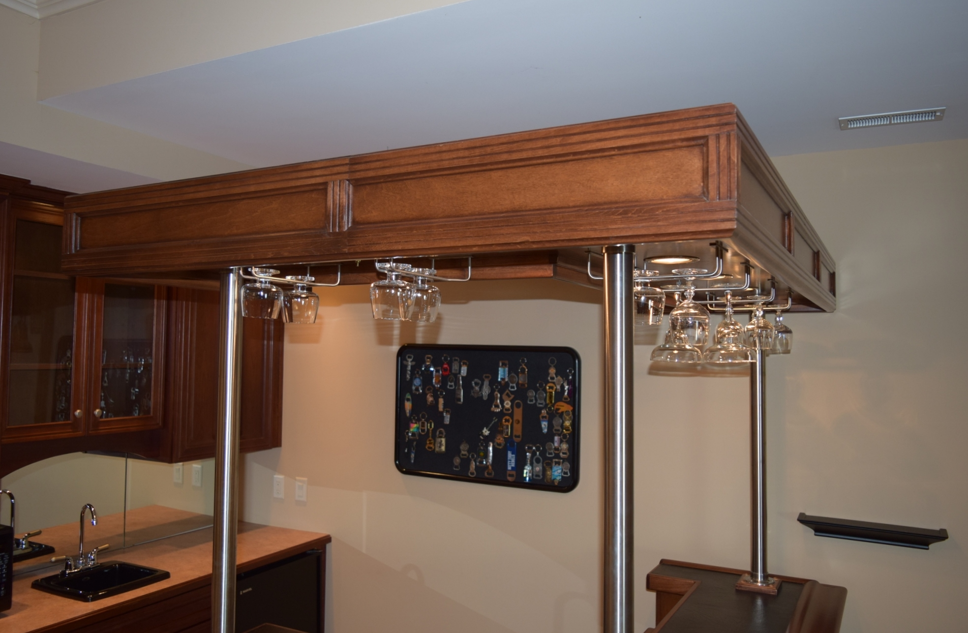 Indoor L-Shaped Bar Unit with Lighted Canopy
