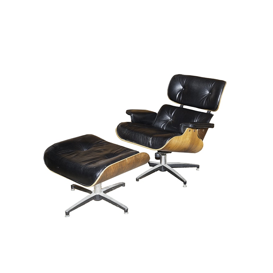 Vintage Eames Replica Lounge Chair and Ottoman