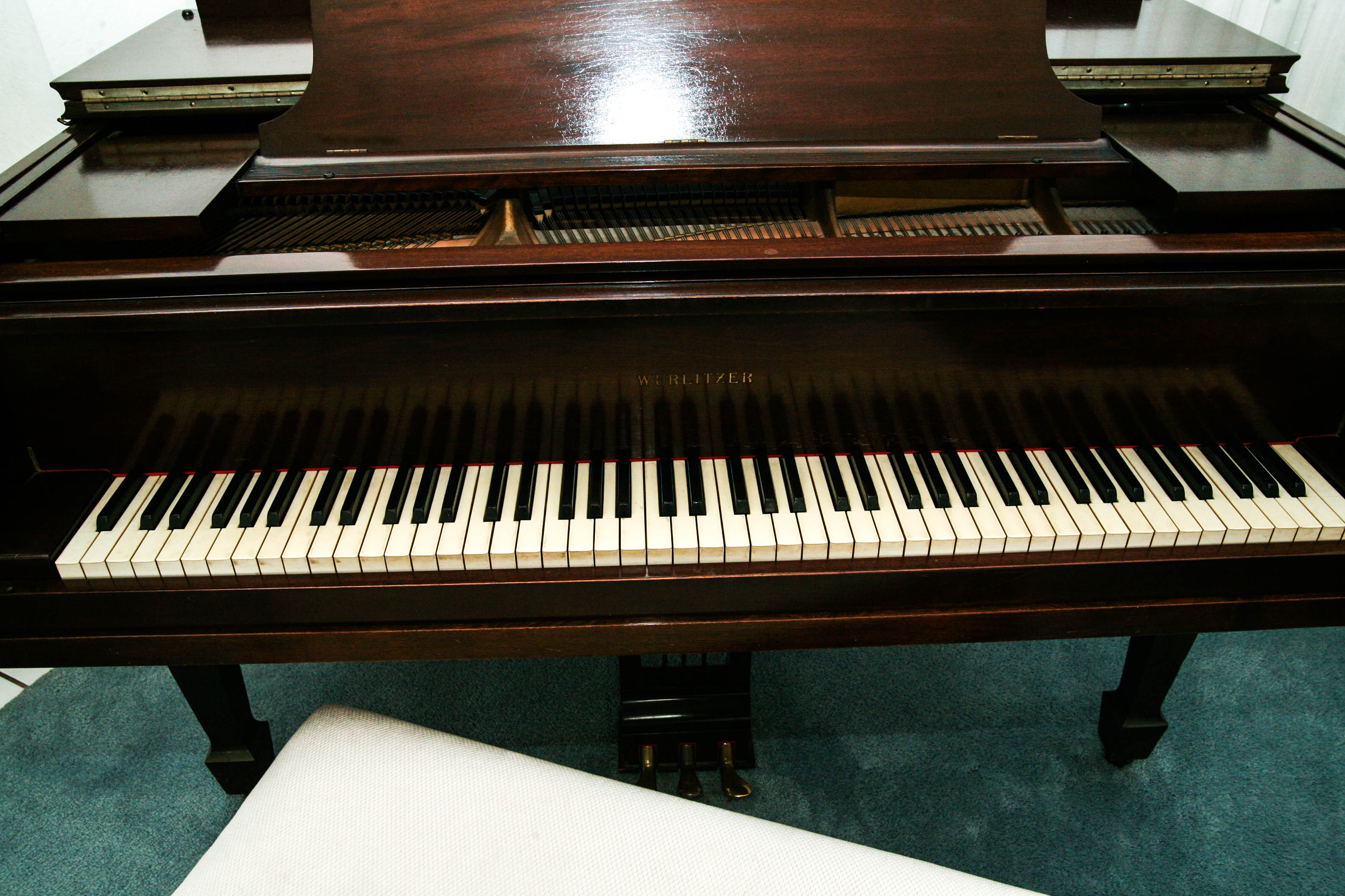 Vintage Wurlitzer De Kalb Baby Grand Piano with Ivory Keys