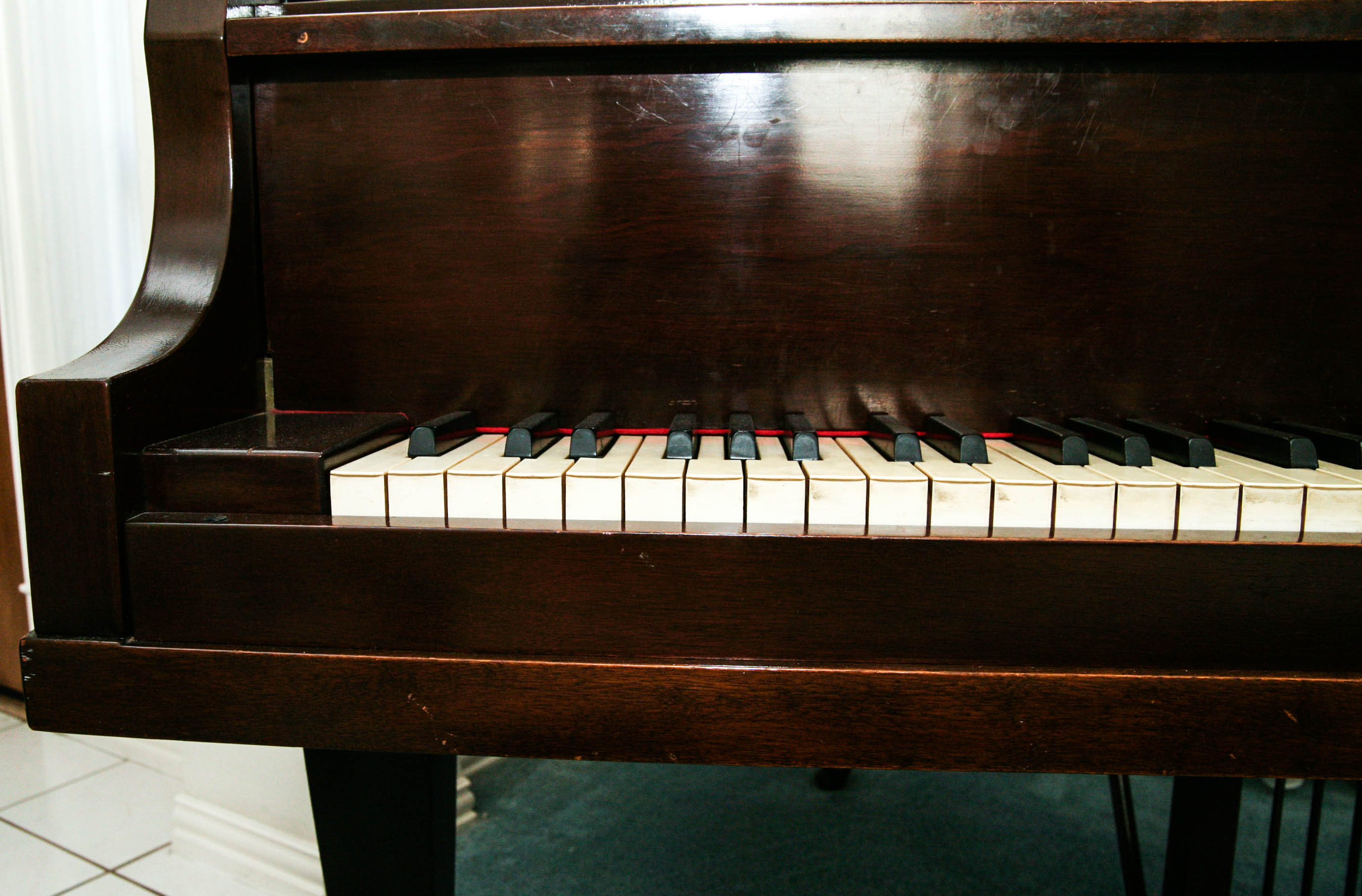 Vintage Wurlitzer De Kalb Baby Grand Piano with Ivory Keys
