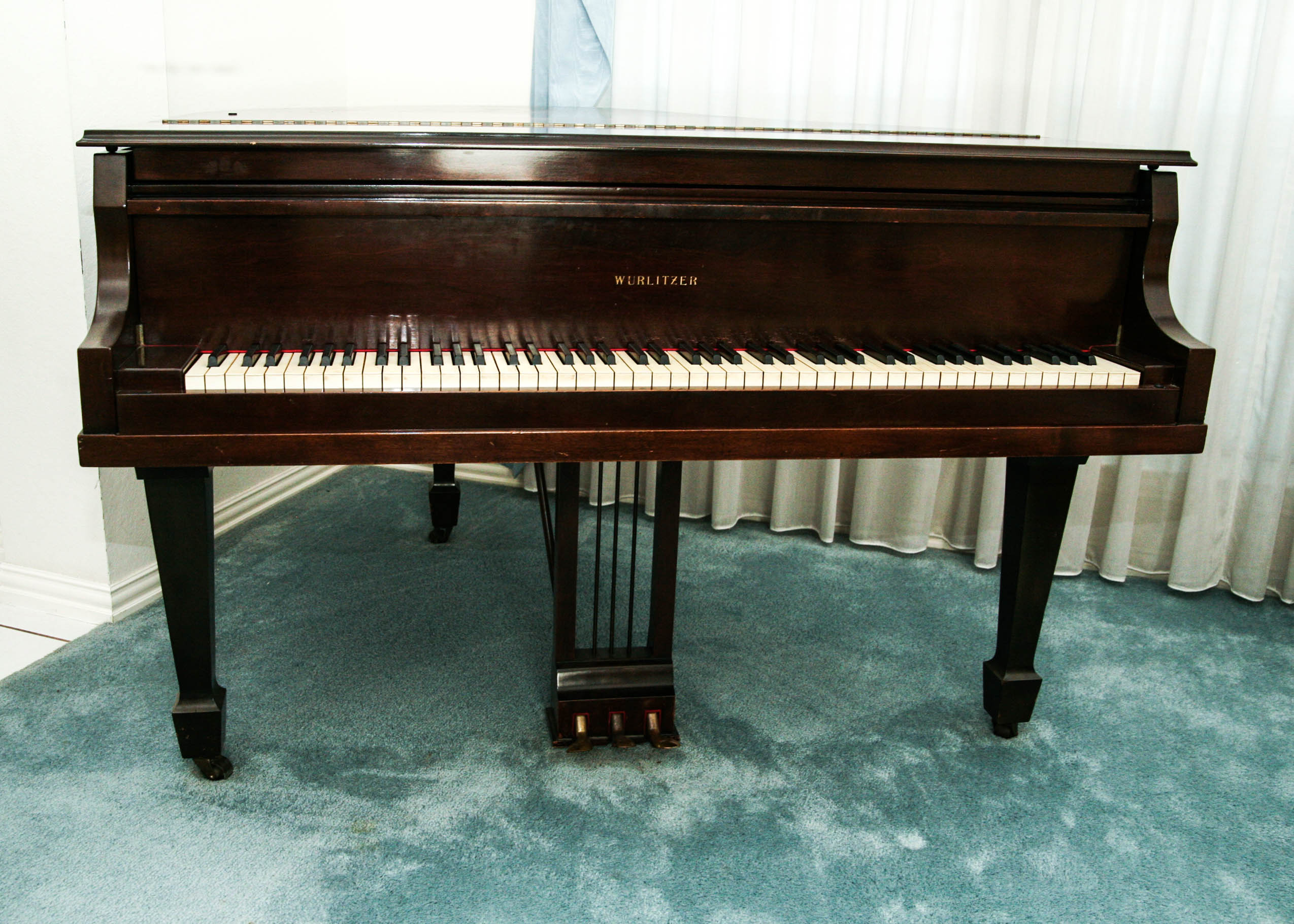 Vintage Wurlitzer De Kalb Baby Grand Piano with Ivory Keys