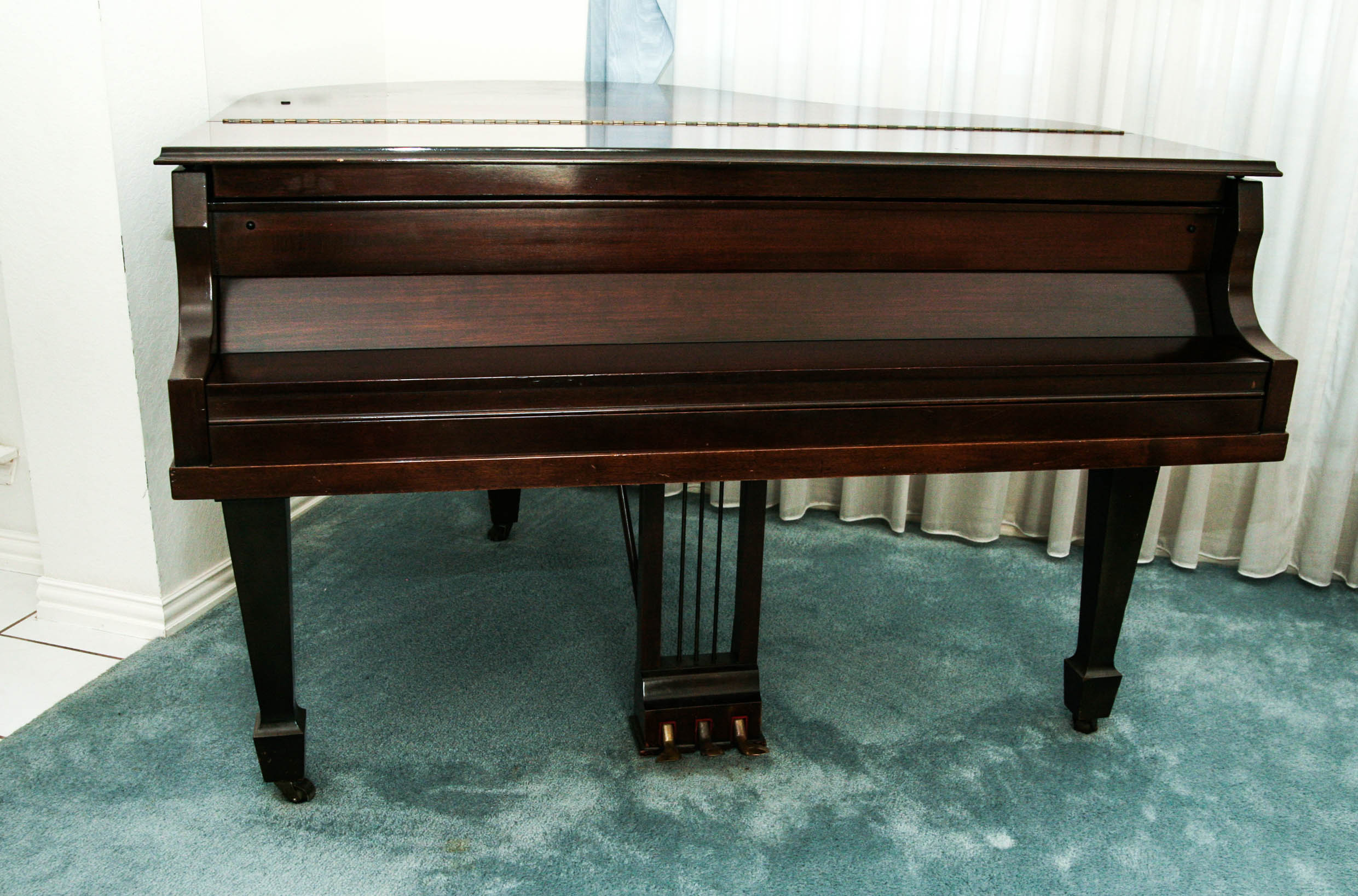 Vintage Wurlitzer De Kalb Baby Grand Piano with Ivory Keys
