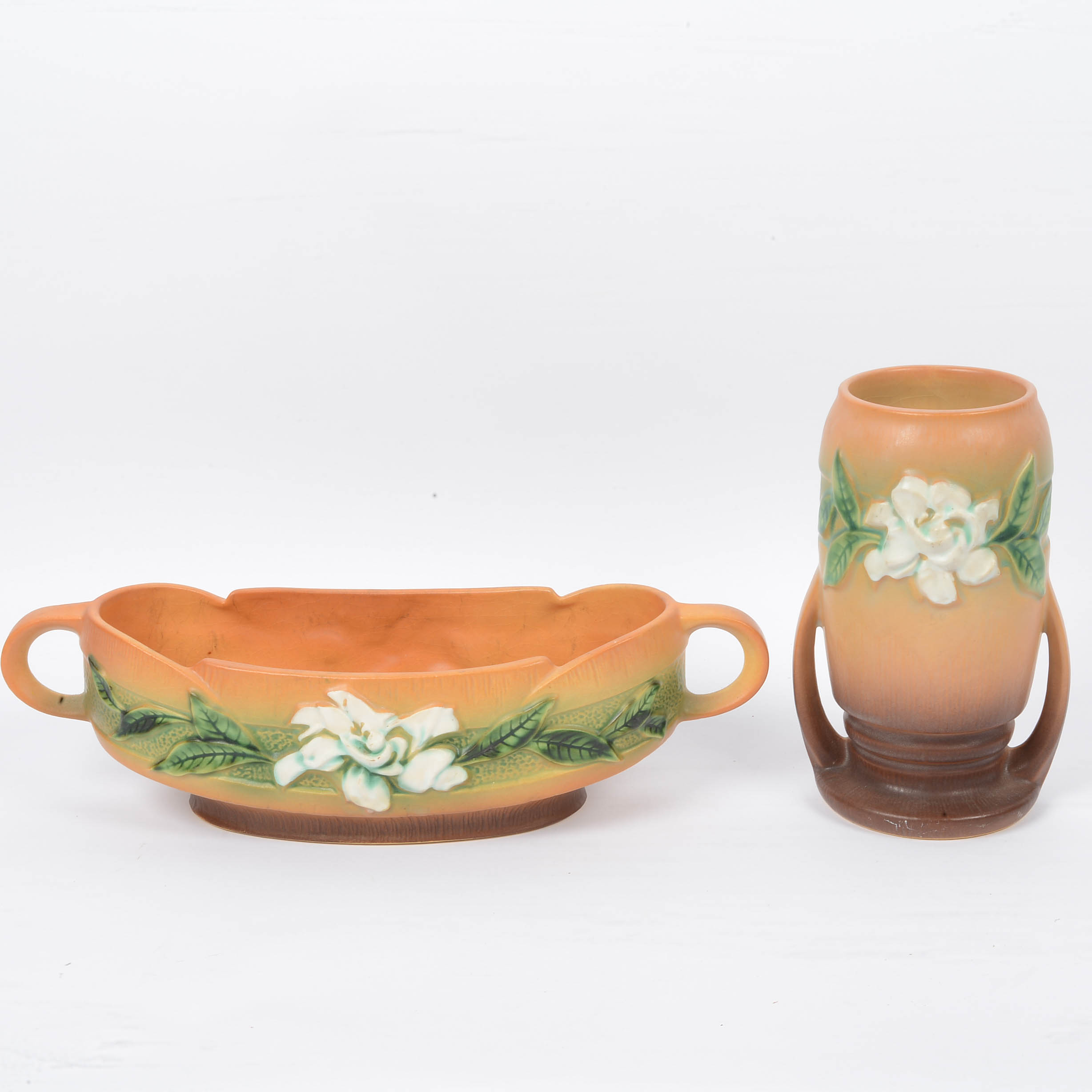 1950 Roseville Pottery Gardenia - Console Bowl and Vase