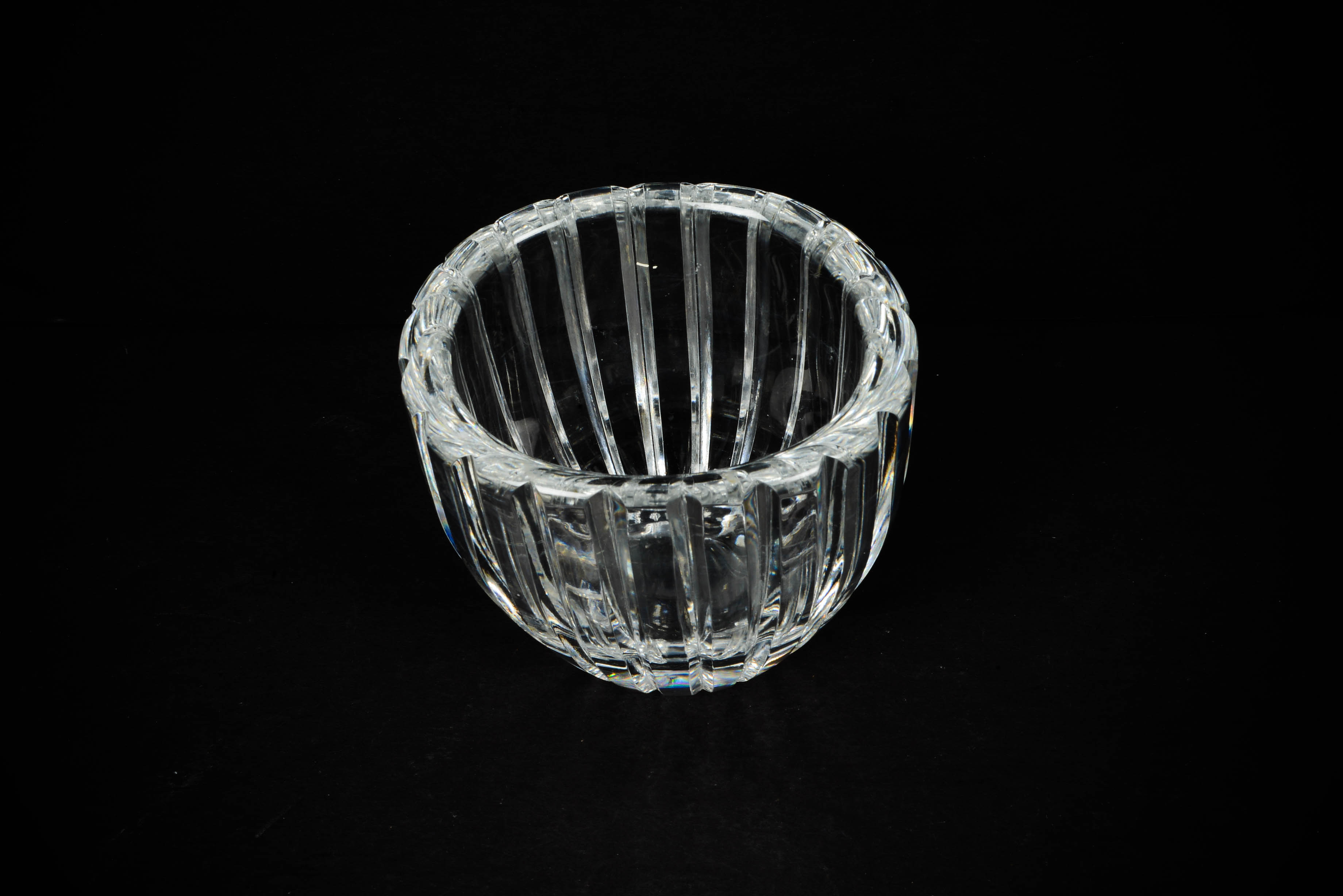 Orrefors Swedish Crystal Vertical Cut Vase, Signed