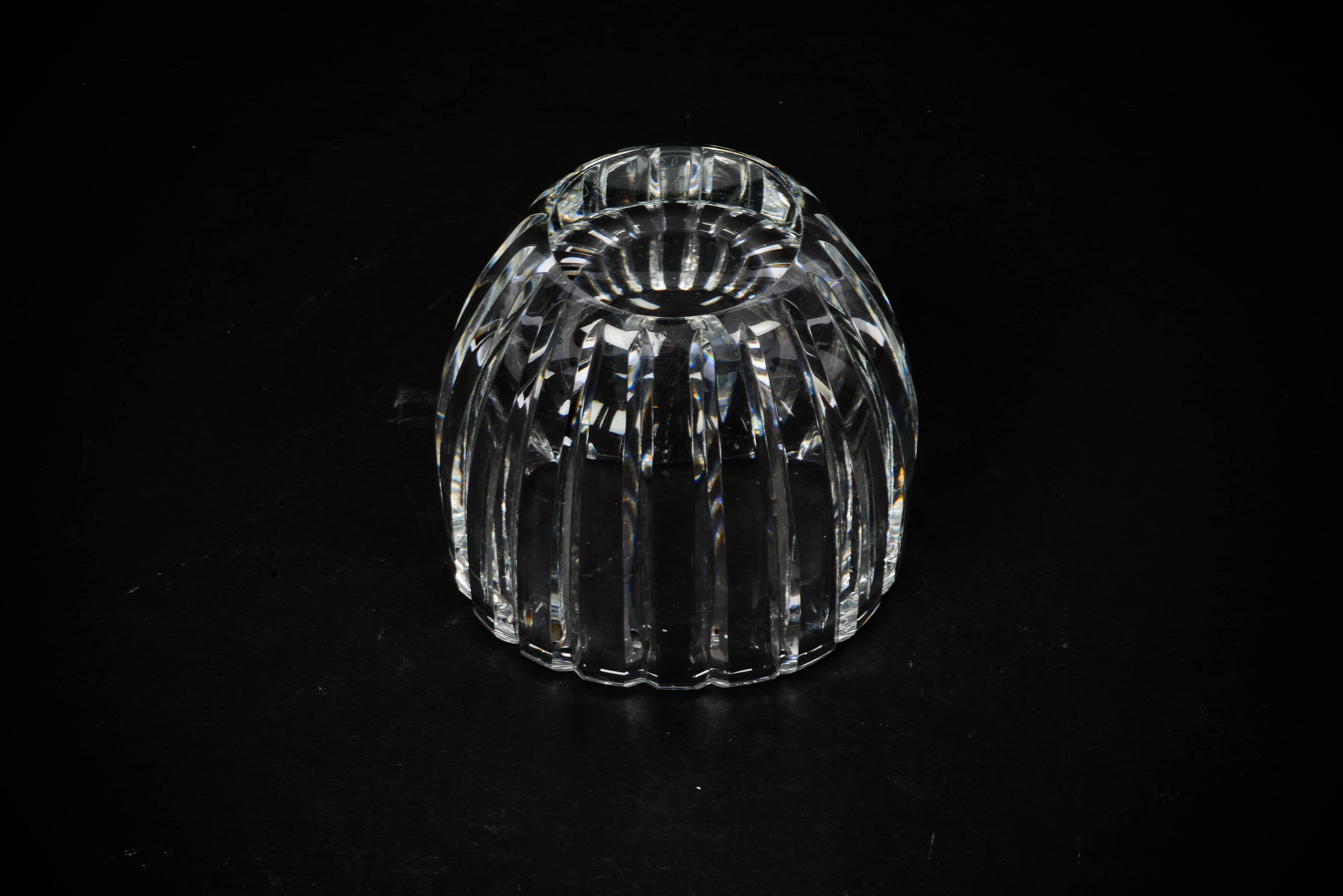 Orrefors Swedish Crystal Vertical Cut Vase, Signed