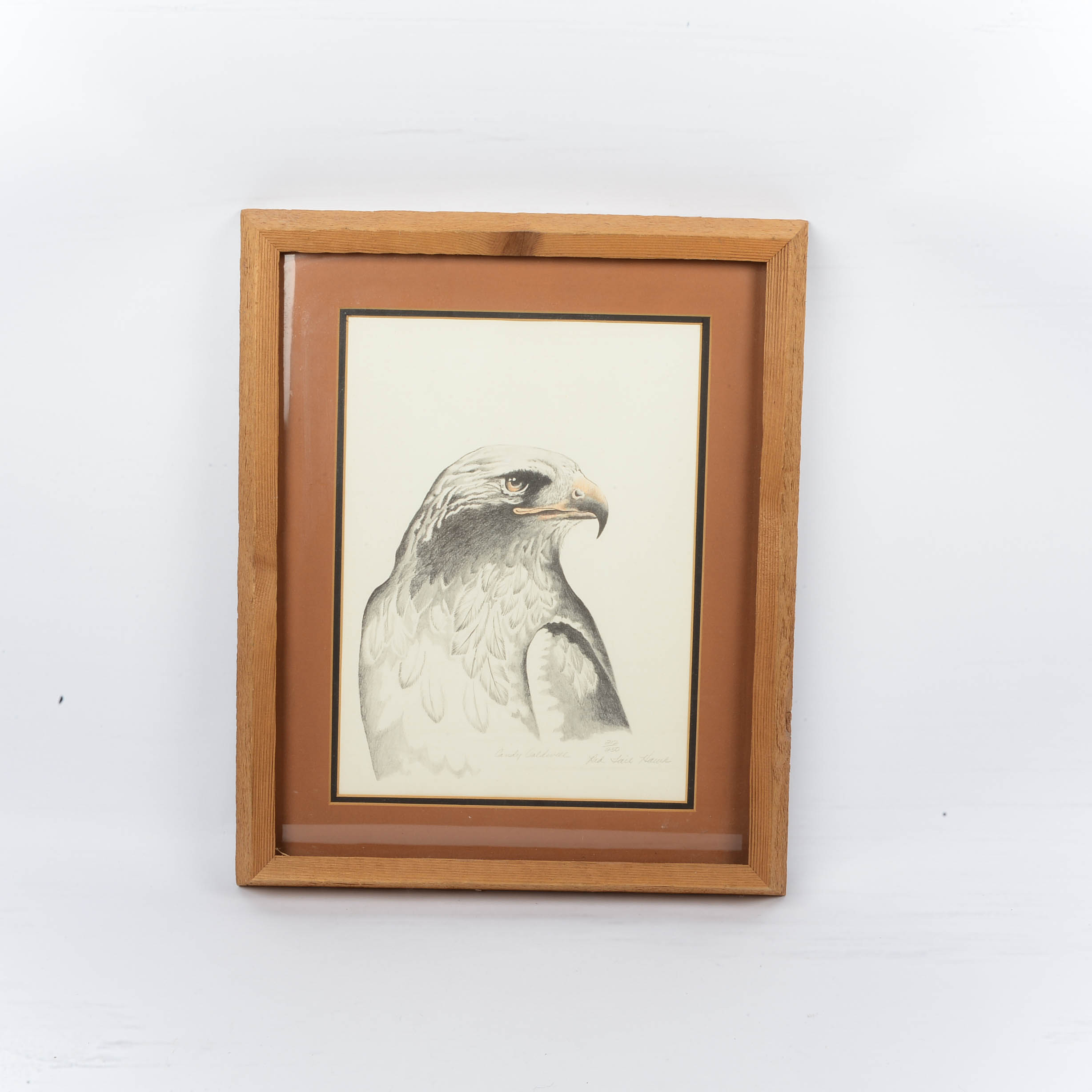 Candy Caldwell Signed Lithograph LE Red Tail Hawk #122/250