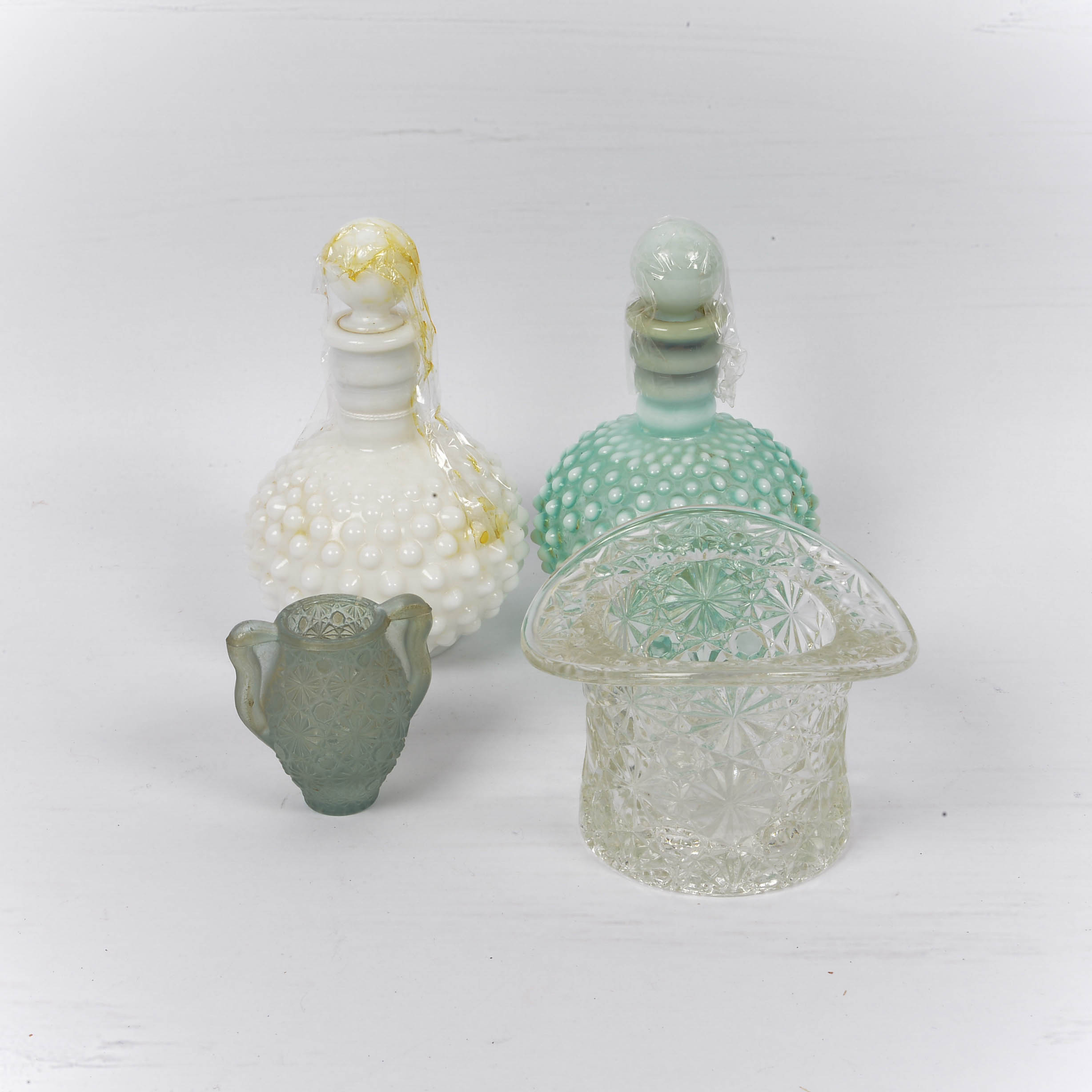 Fenton Hobnail Wrisley Perfume Bottles and Toothpick Holders