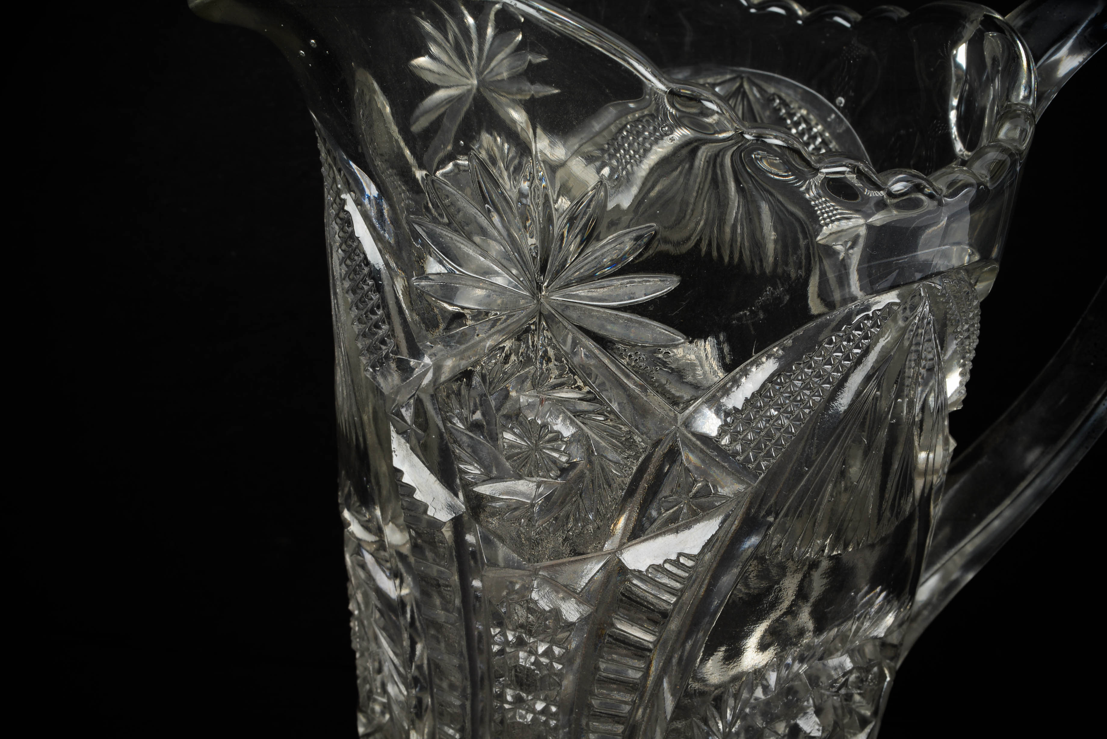 EAPG Group - Hand Cut Pitcher and Six Cordial Glasses