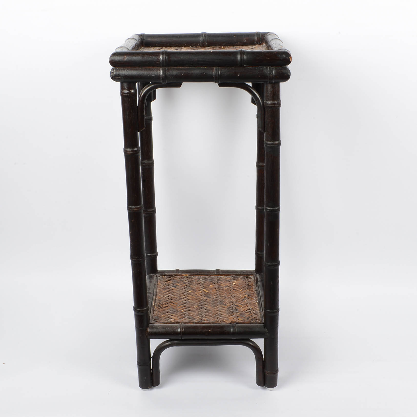 Vintage Ebonized Faux Bamboo Plant Stand