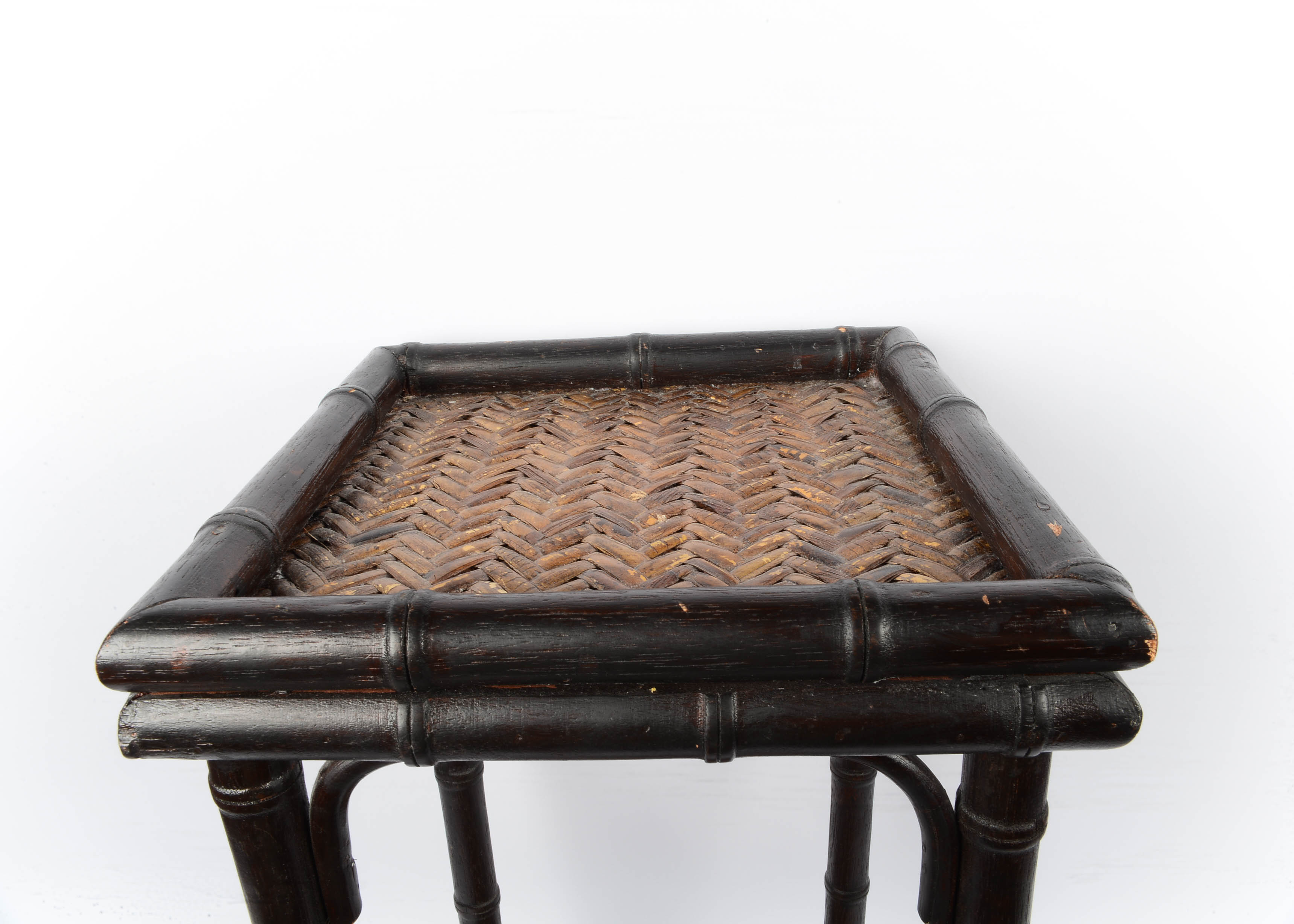Vintage Ebonized Faux Bamboo Plant Stand