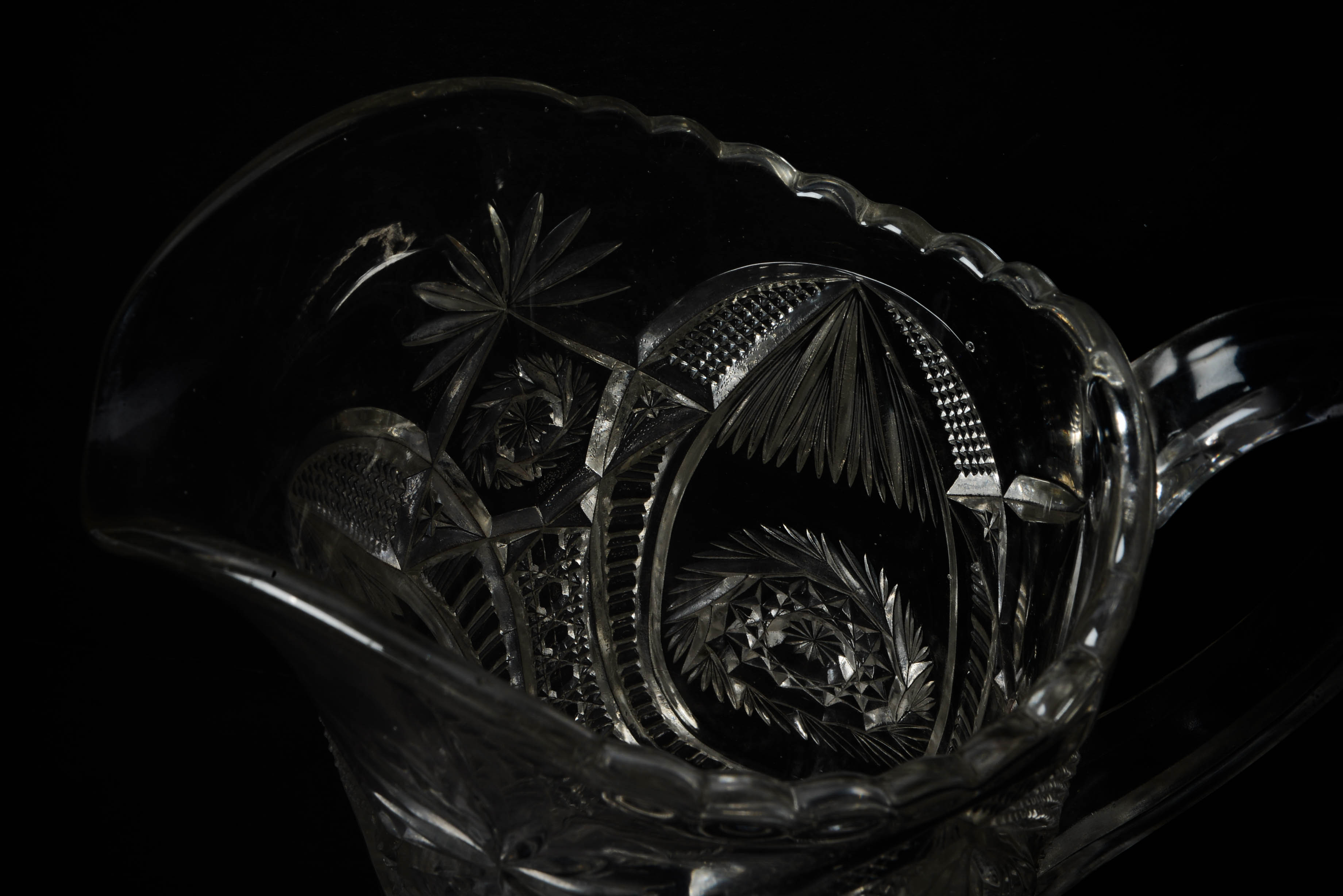 EAPG Group - Hand Cut Pitcher and Six Cordial Glasses