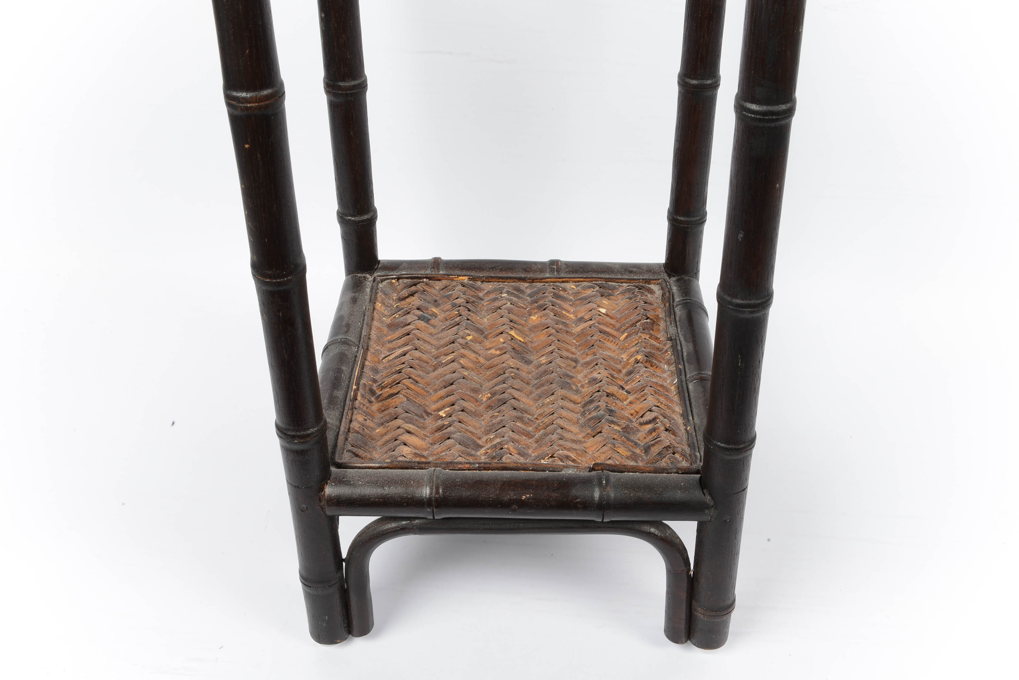 Vintage Ebonized Faux Bamboo Plant Stand