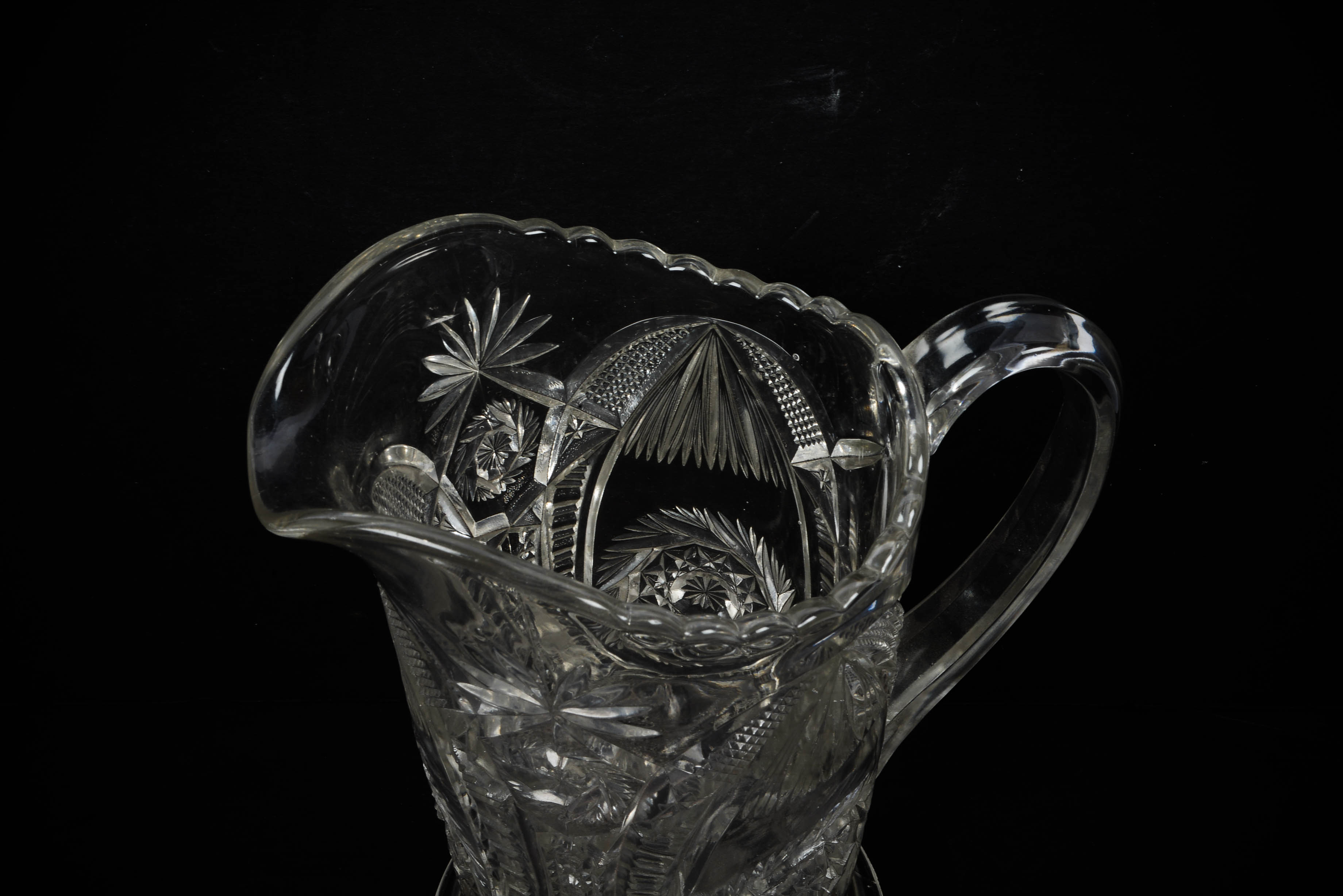 EAPG Group - Hand Cut Pitcher and Six Cordial Glasses