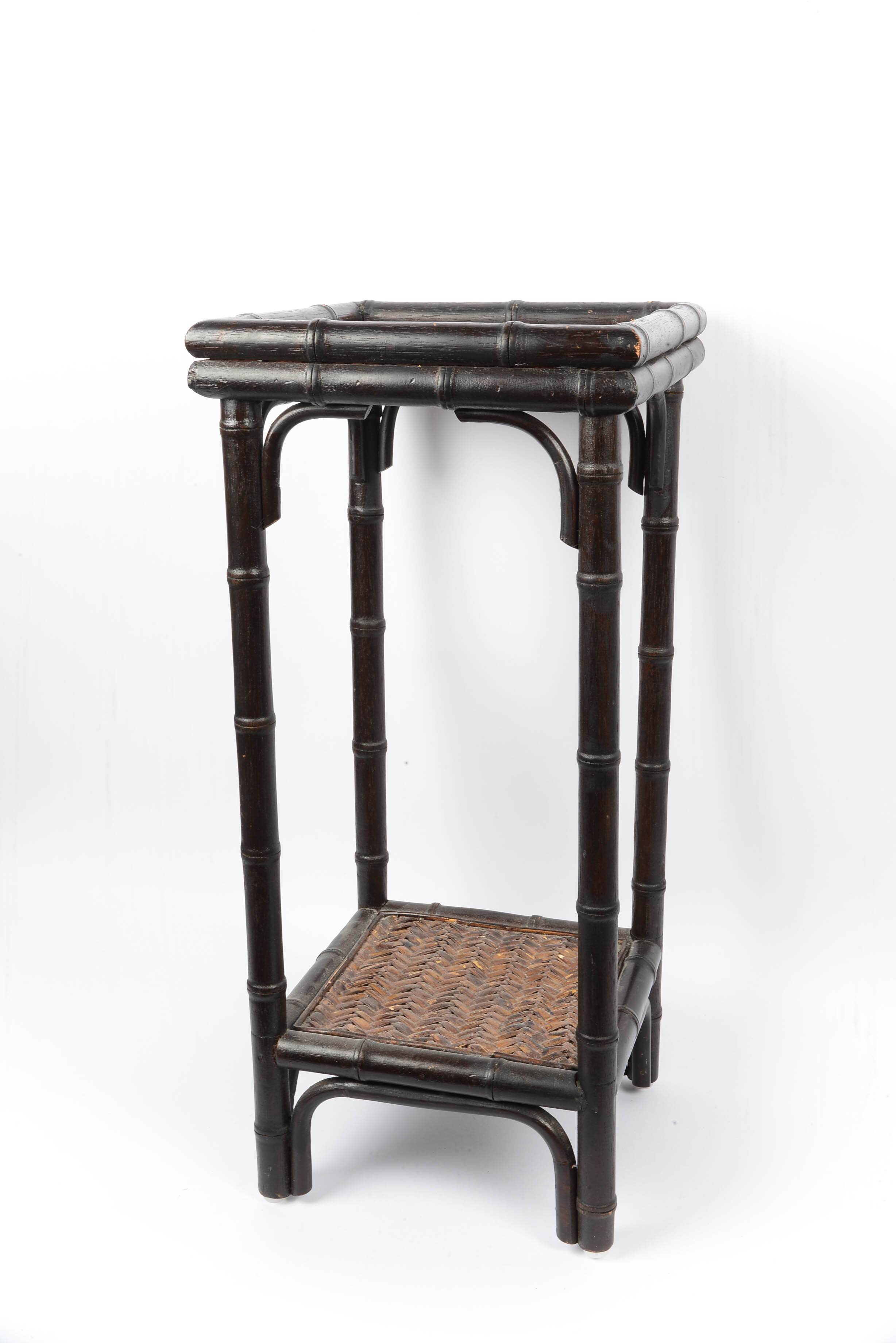 Vintage Ebonized Faux Bamboo Plant Stand