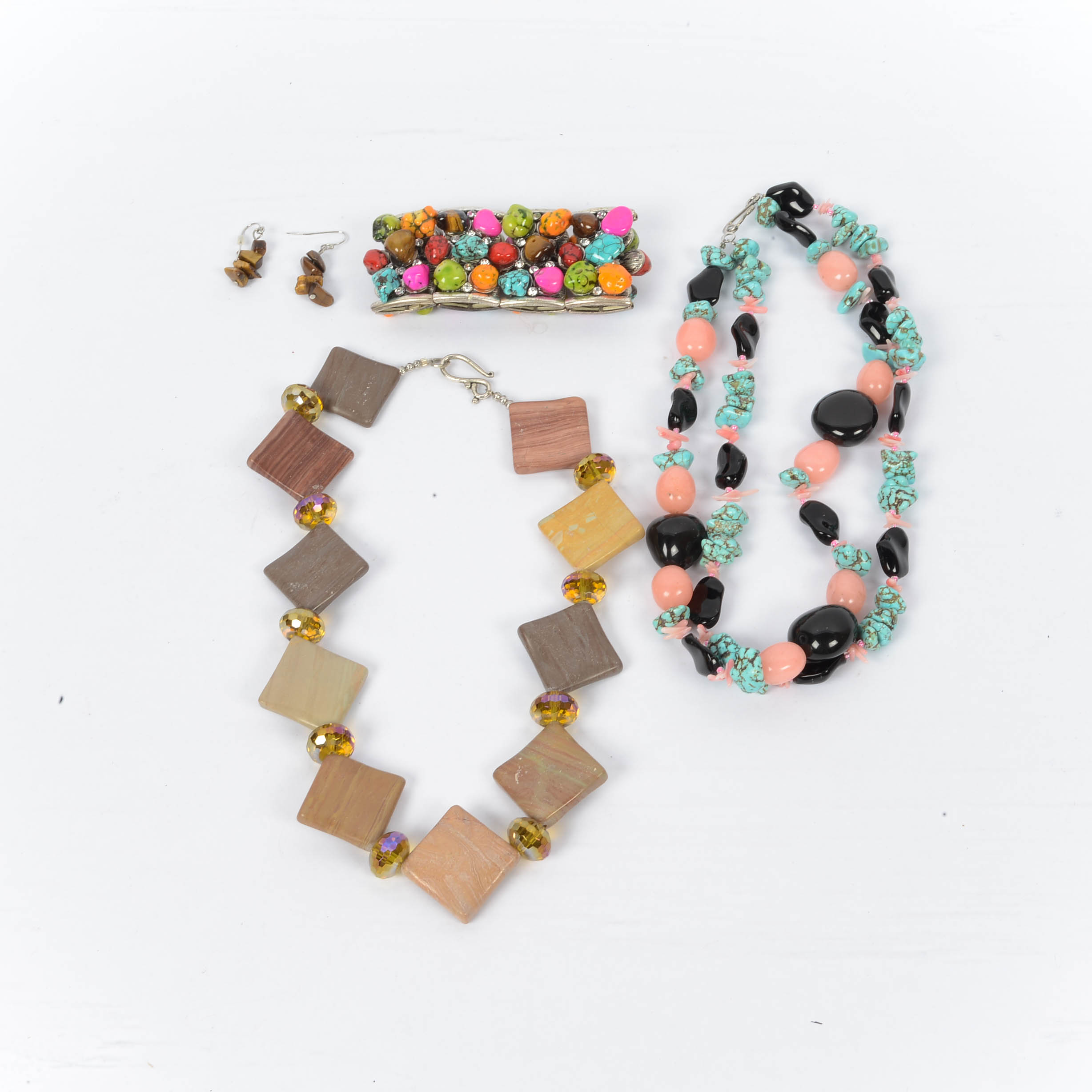 Natural Stone Jewelry - Turquoise, Rose Crystal, Tiger's Eye