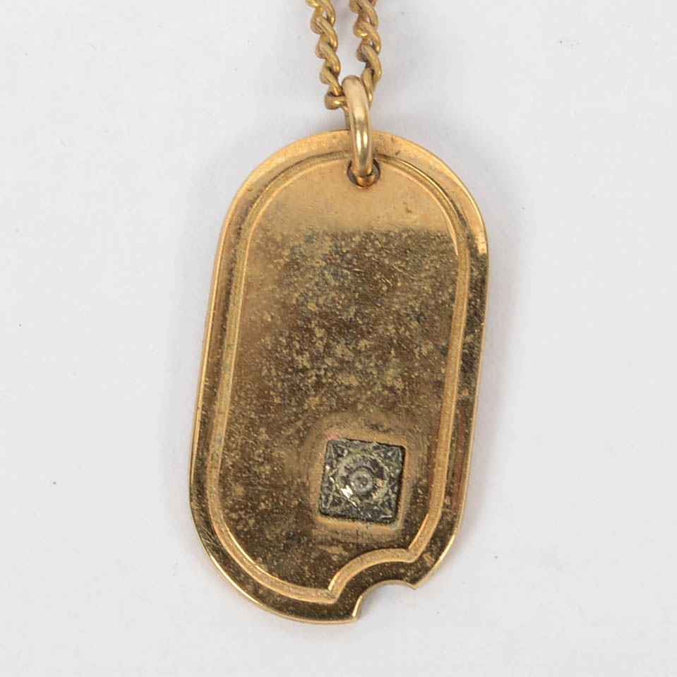 12 K Gold Filled Diamond Pendant on 14K Gold Filled 20" Chain