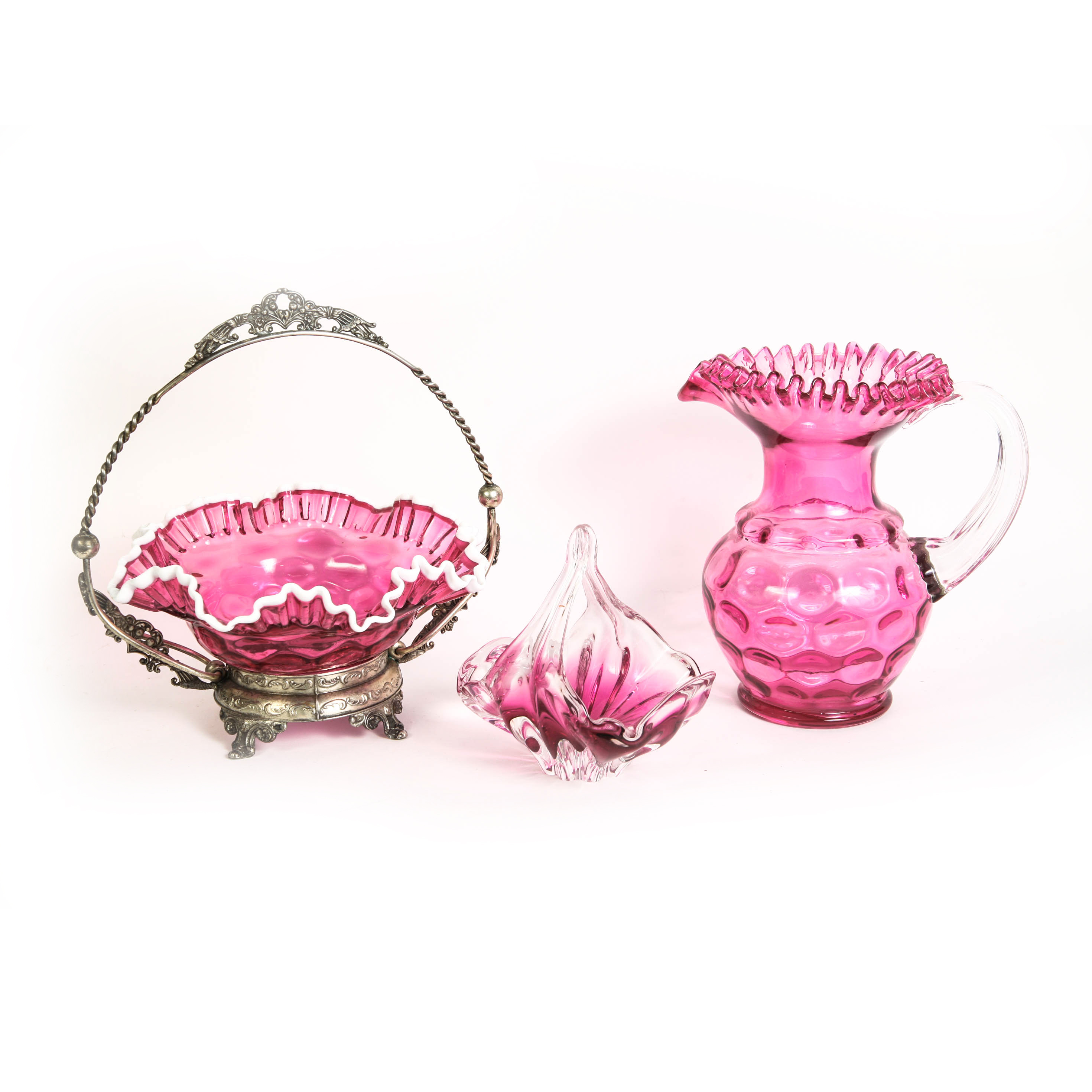 Trio of Pink Glass Items