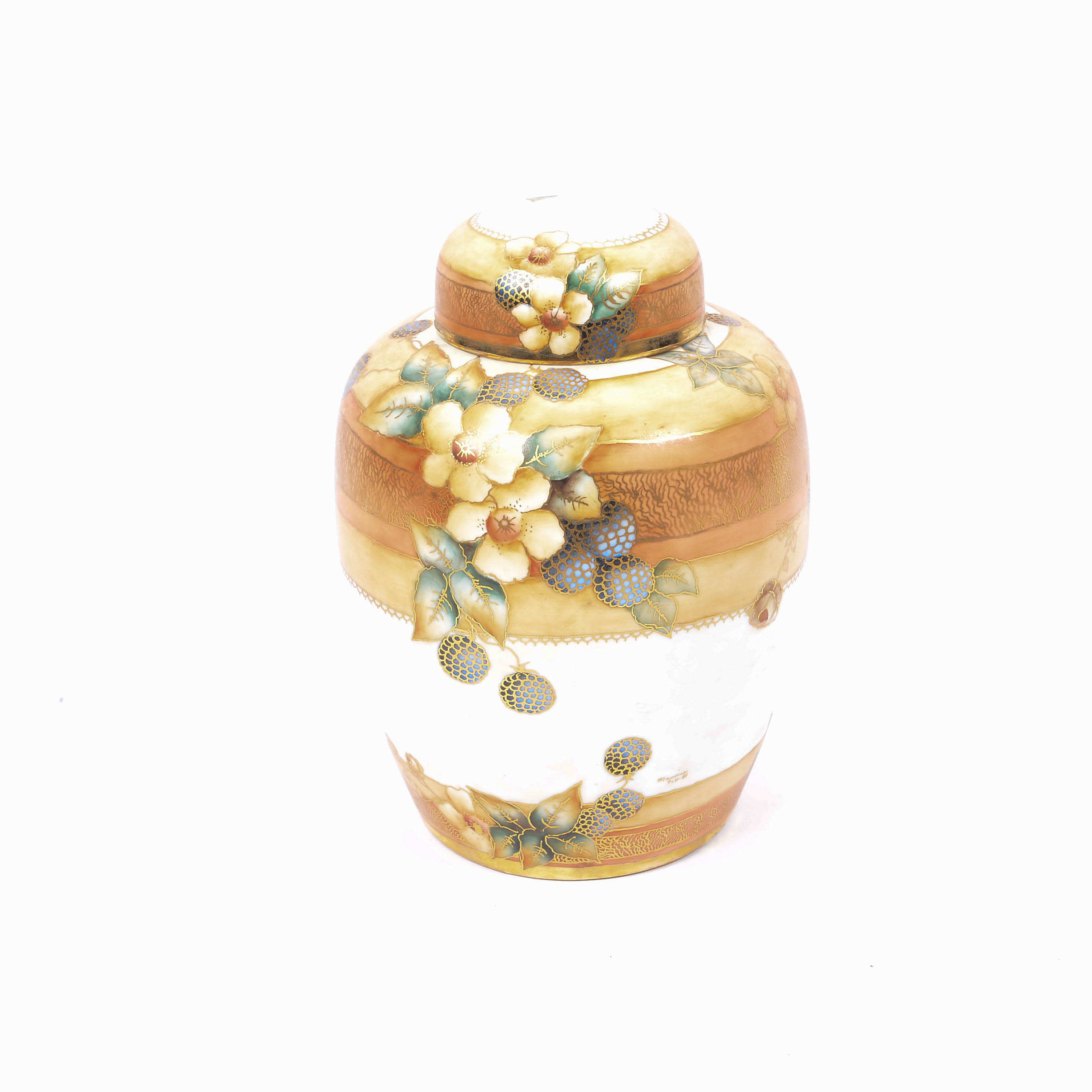 Kaiser Hand Painted Gold Gilt AOG Jar with a Capped Dome Lid from West Germany