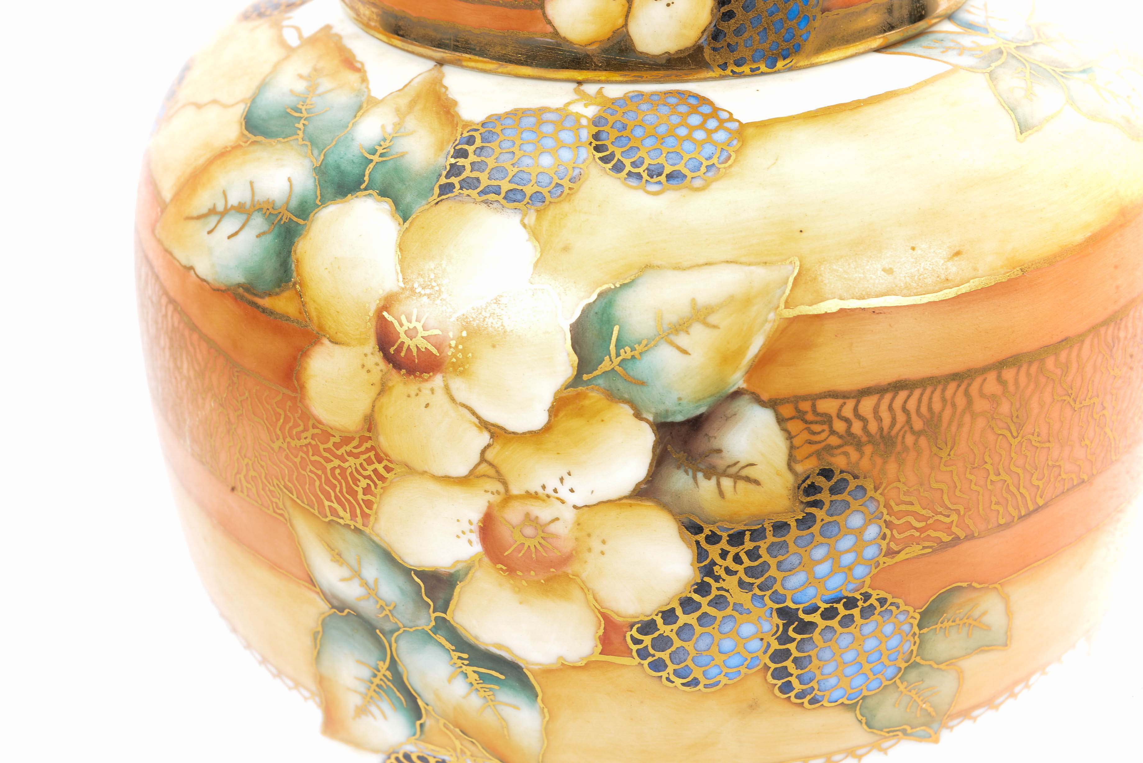 Kaiser Hand Painted Gold Gilt AOG Jar with a Capped Dome Lid from West Germany