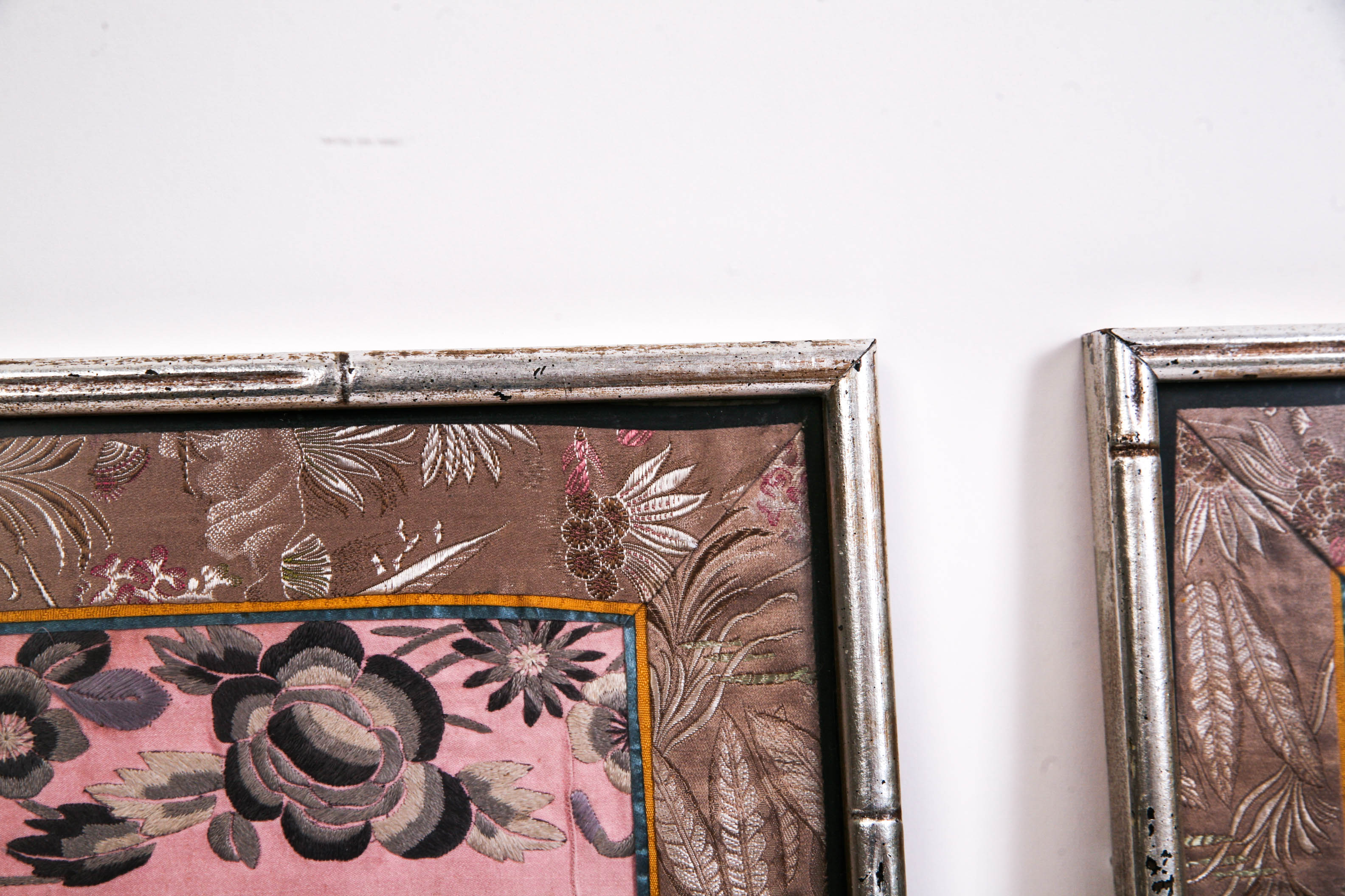Pair of Framed Chinese Embroidered Panels