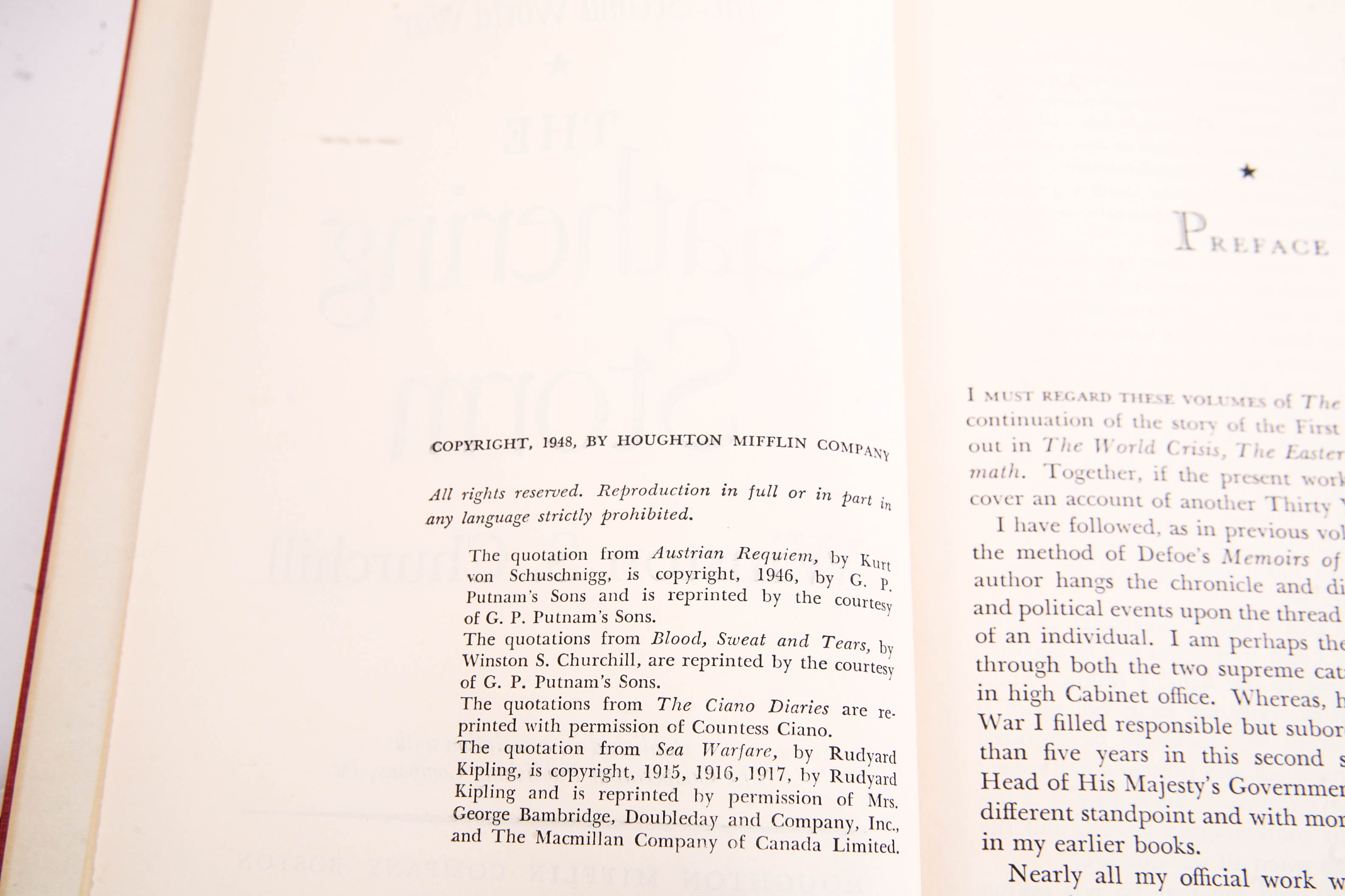 Complete Set of 1948-55 "The Second World War" Series by Winston Churchill