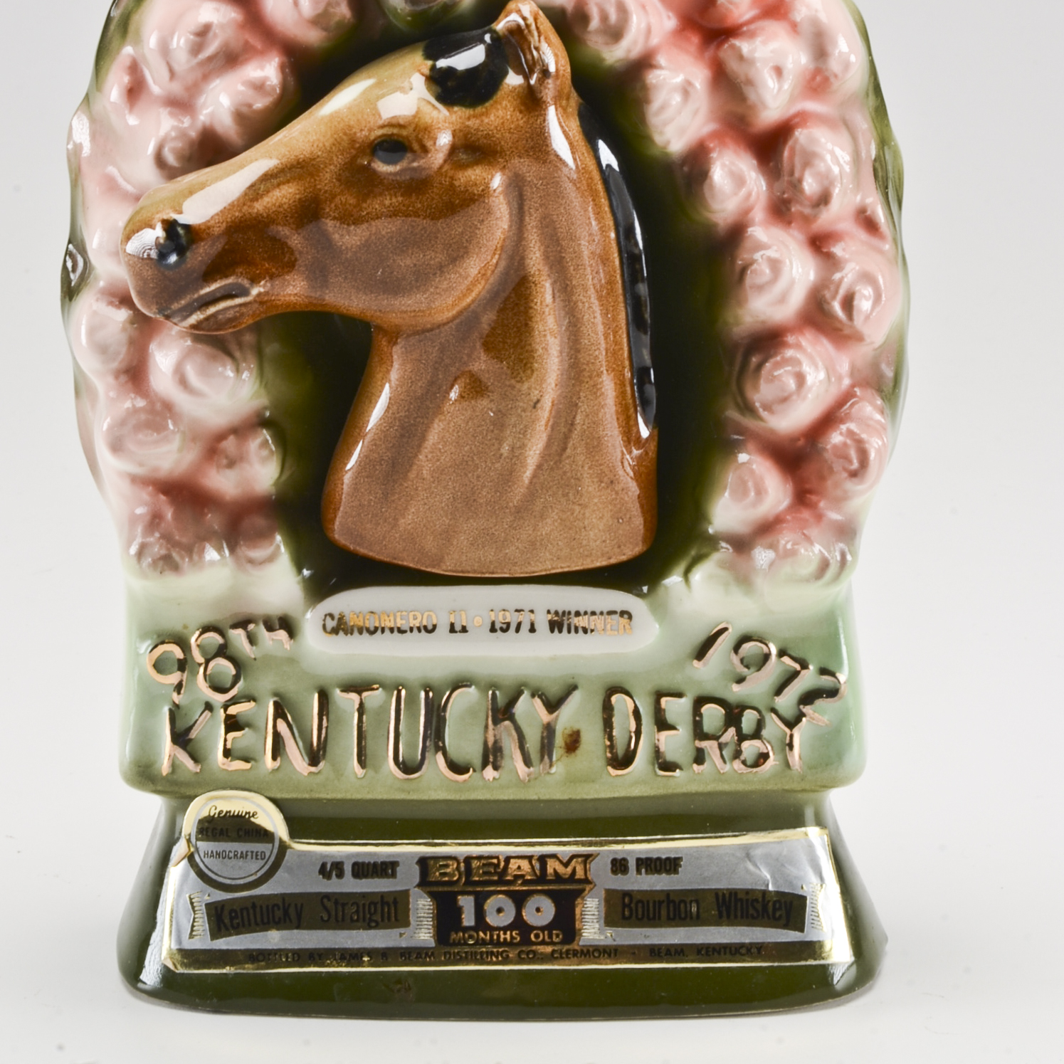1972 Canonero II Jim  Beam Kentcky Derby  Regal China Whiskey Decanter