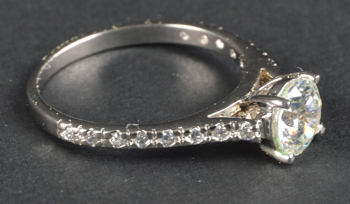 Sterling Silver and Cubic Zirconium Engagement Ring