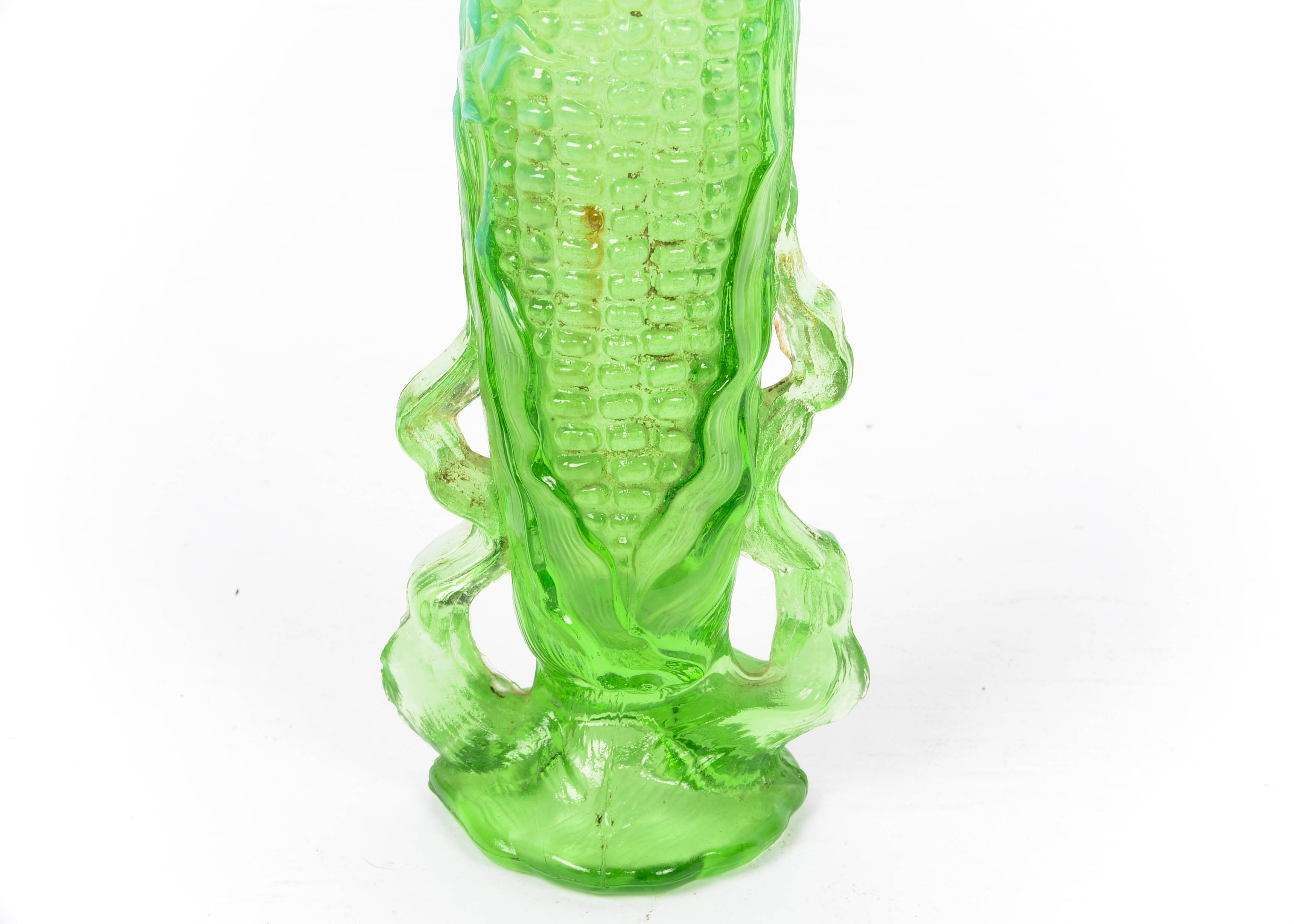 Dugan Glass Company ( c 1905) Original Opalescent Green Corn Vase