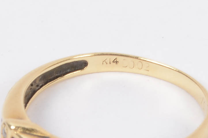 Ladies 14 K Diamond and Ruby Wedding Band