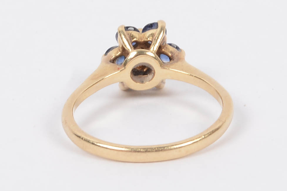 Ladies 14K Gold Sapphire and Diamond Ring